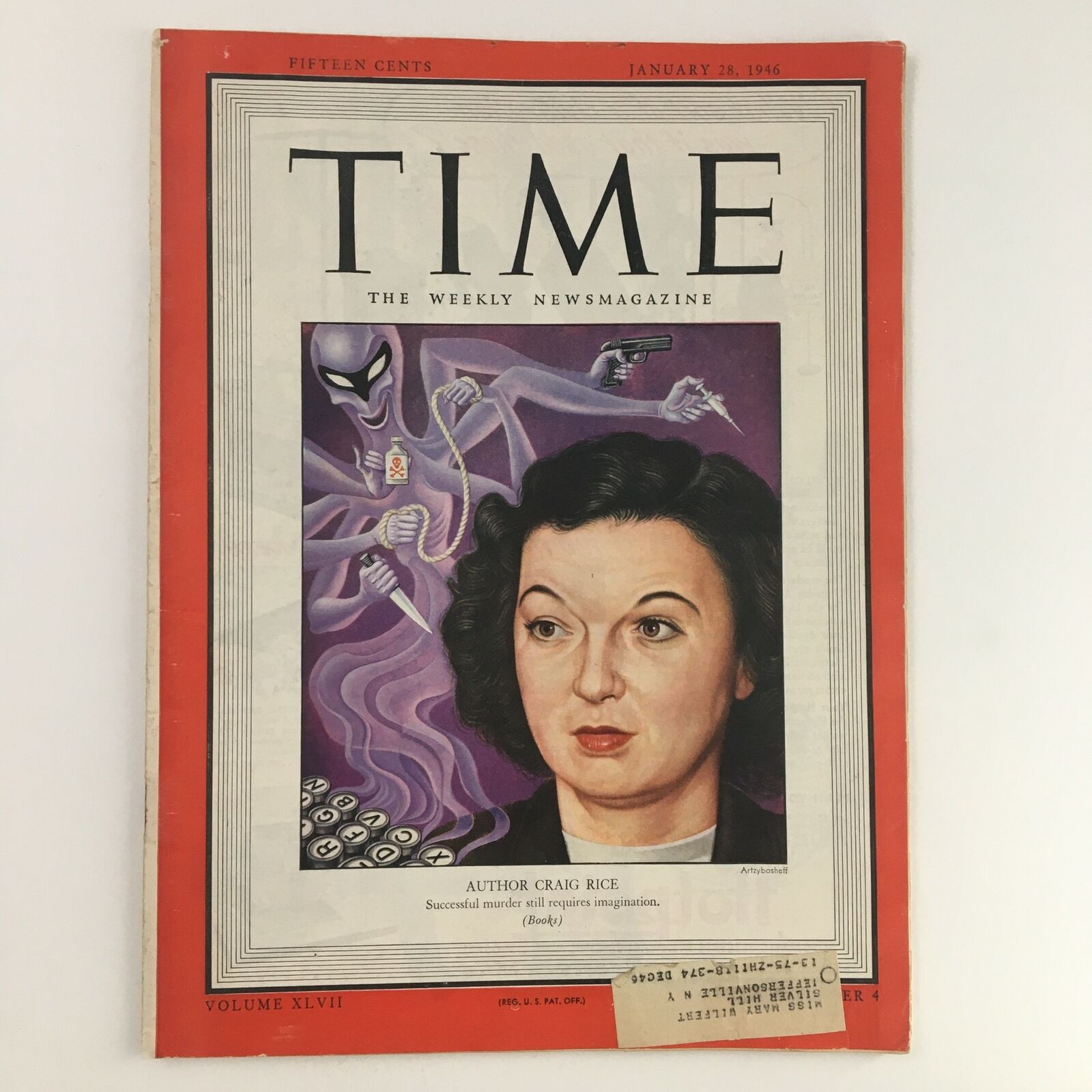 Time Magazine January 28 1946 Vol XLVII No. 4 Mystery Novels Author Craig Rice