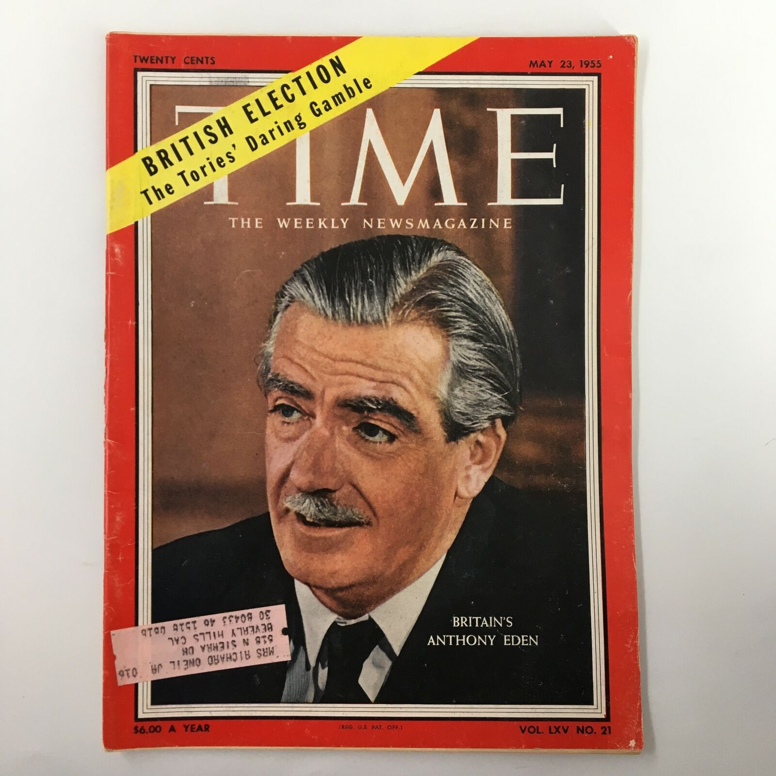 VTG Time Magazine May 23 1955 Vol. 65 No. 21 Britain's Anthony Eden