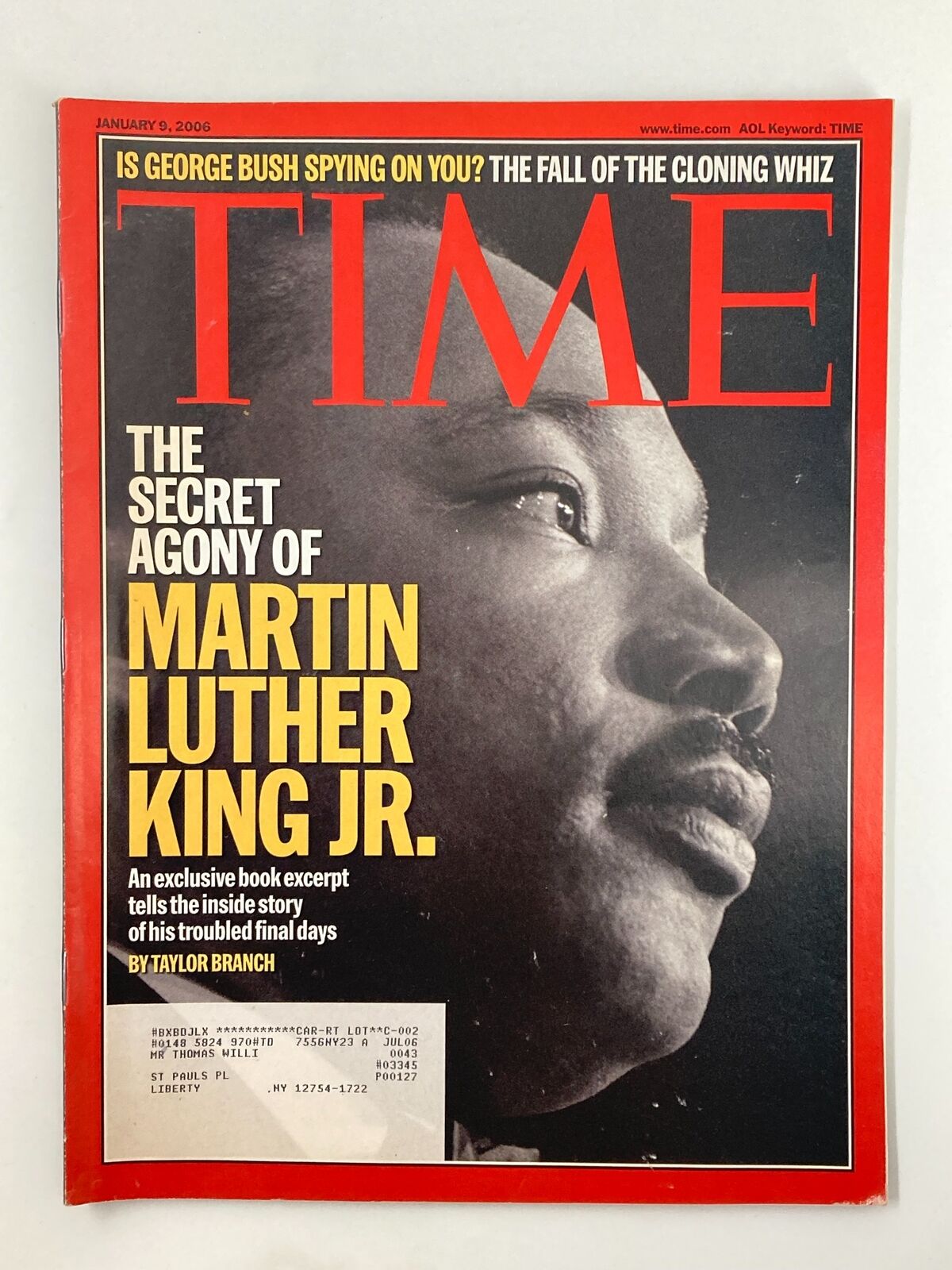 Time Magazine January 9 2006 The Secret Agony of Marthin Luther King Jr.