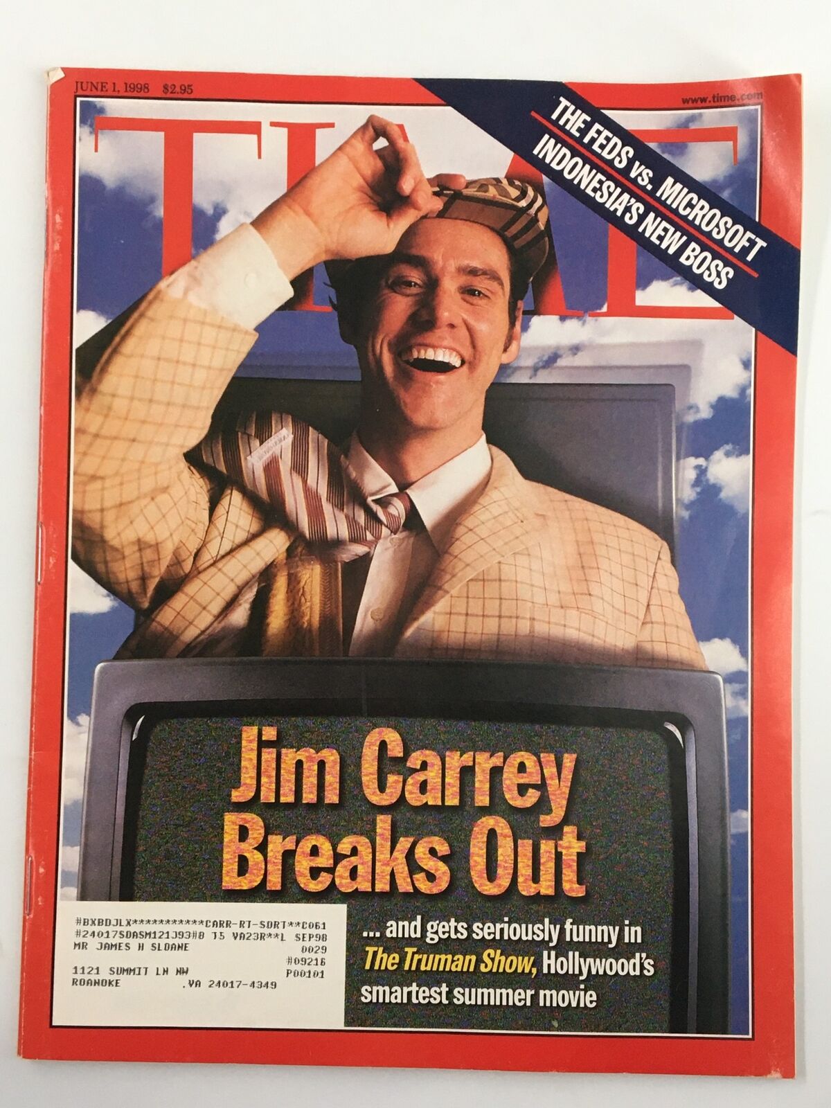 VTG Time Magazine June 1 1998 Jim Carrey Breaks Out in The Truman Show