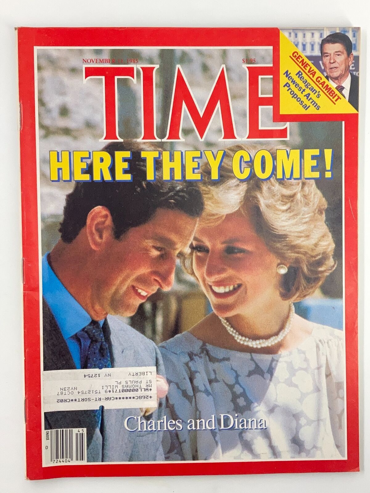 VTG Time Magazine November 11 1985 Prince Charles and Princess Diana