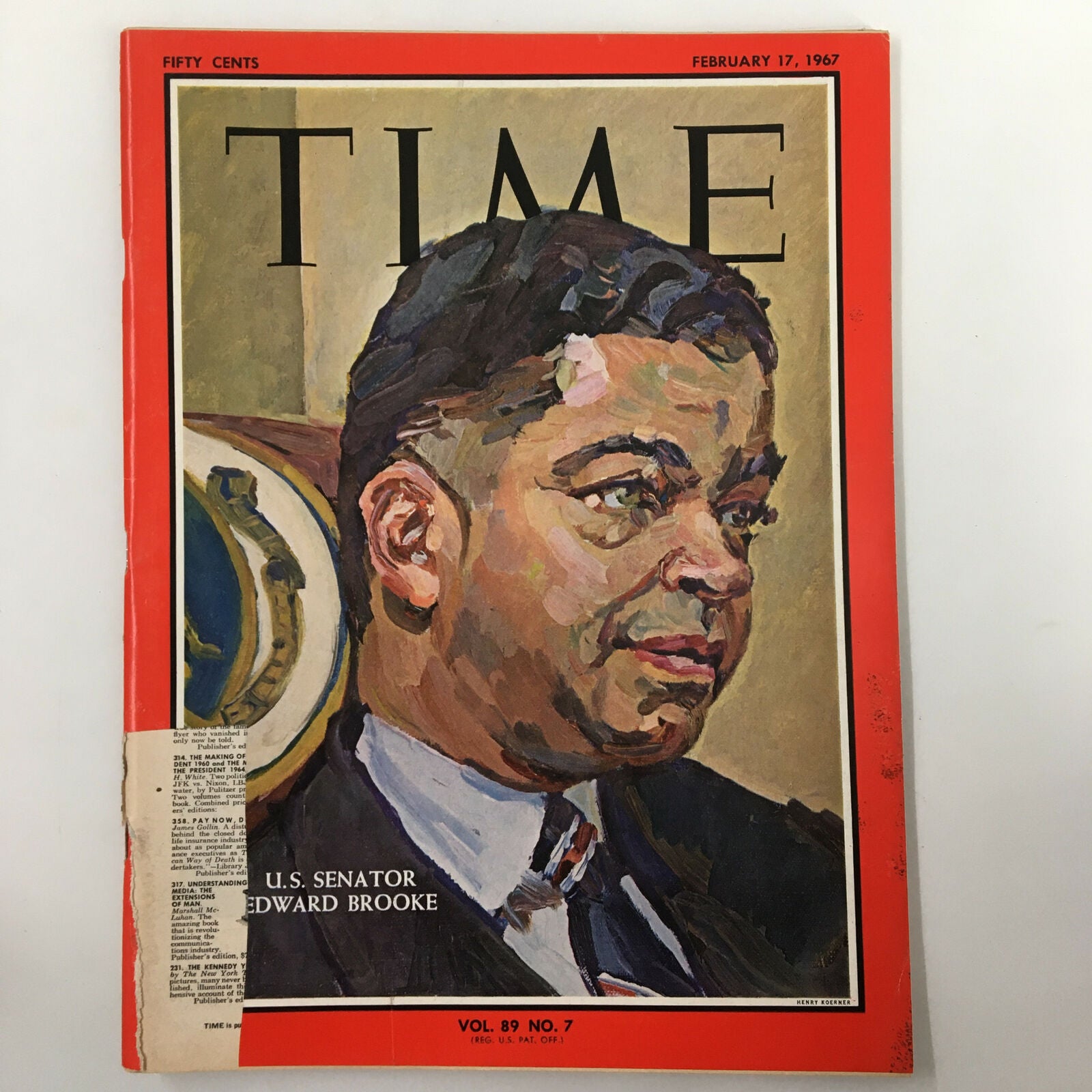 VTG Time Magazine February 17 1967 Vol. 89 No. 7 U.S. Senator Edward Brooke