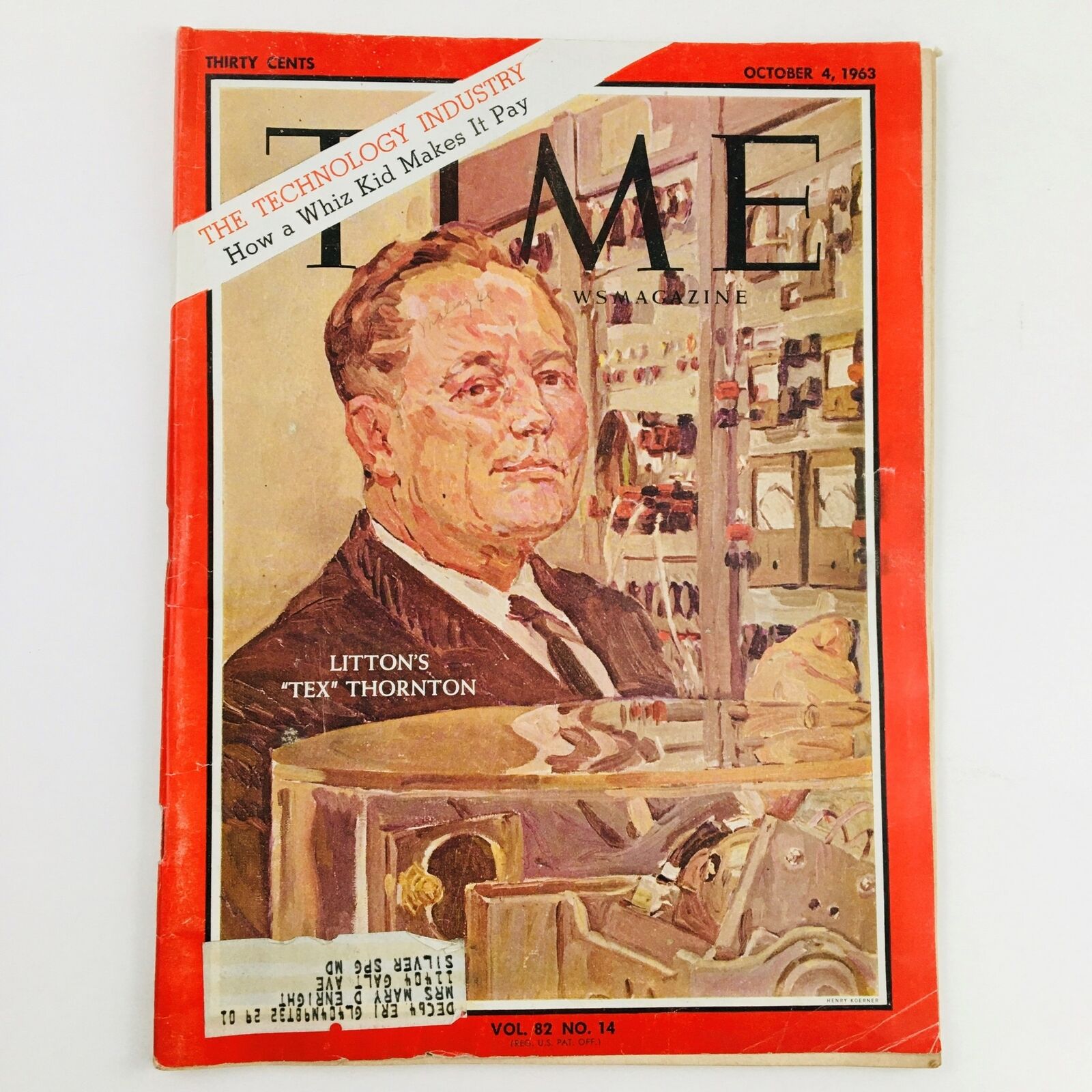 Time Magazine October 4 1963 Vol. 82 No. 14 Litton's "Tex" Thornton Photograph