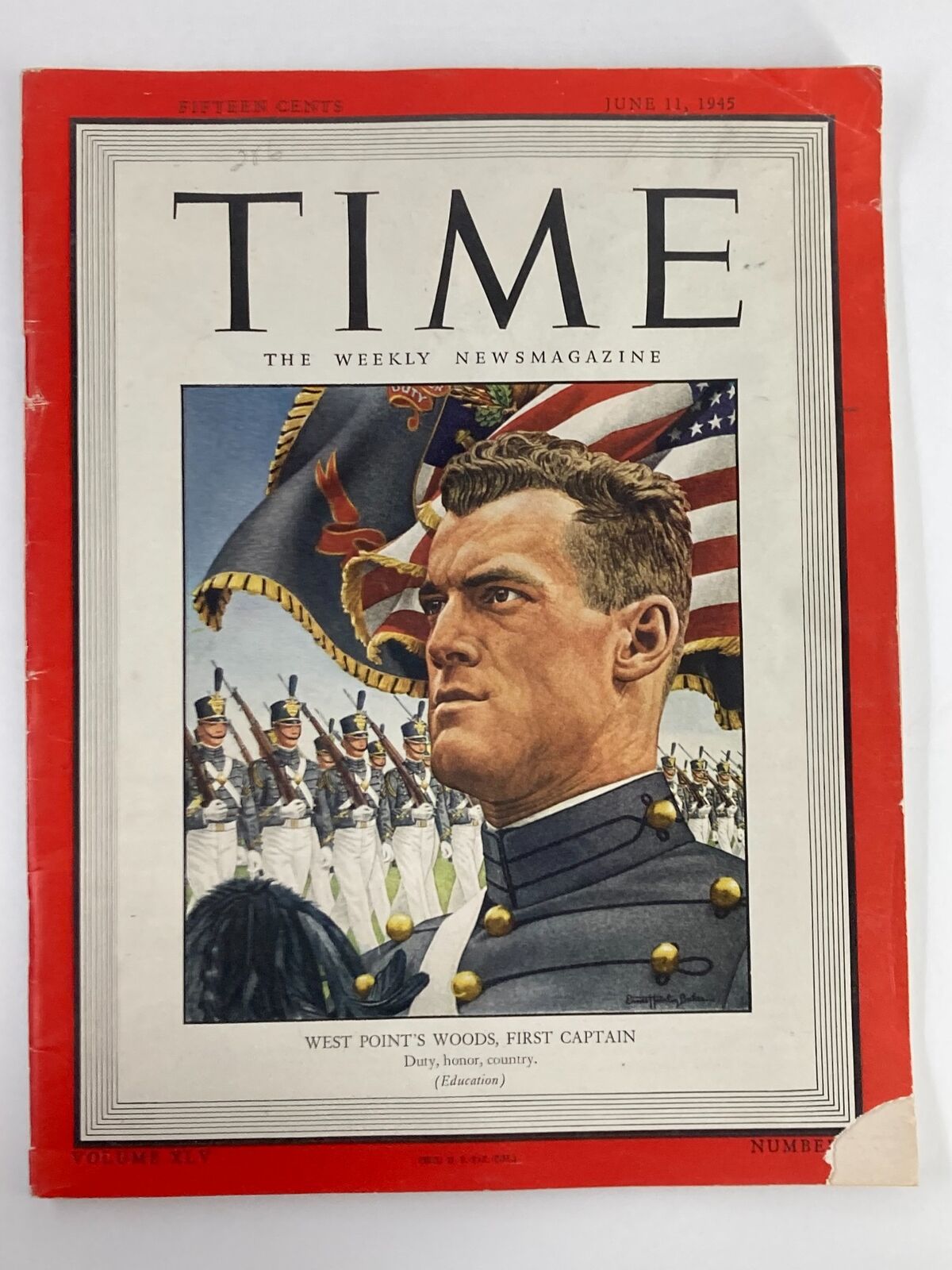 VTG Time Magazine June 11 1945 Vol 45 #24 West Point's Woods Captain No Label