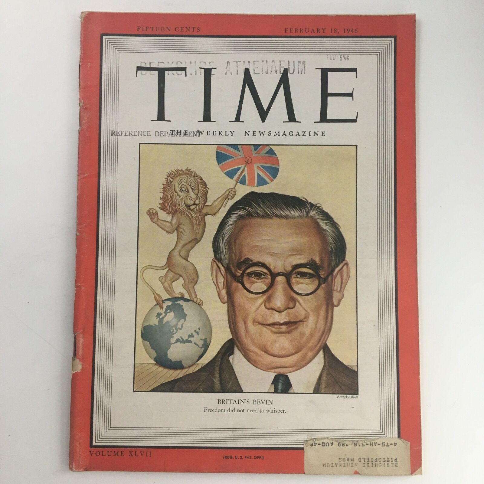 Time Magazine February 18 1946 Vol 47 #7 Trade Union Leader Ernest Bevin