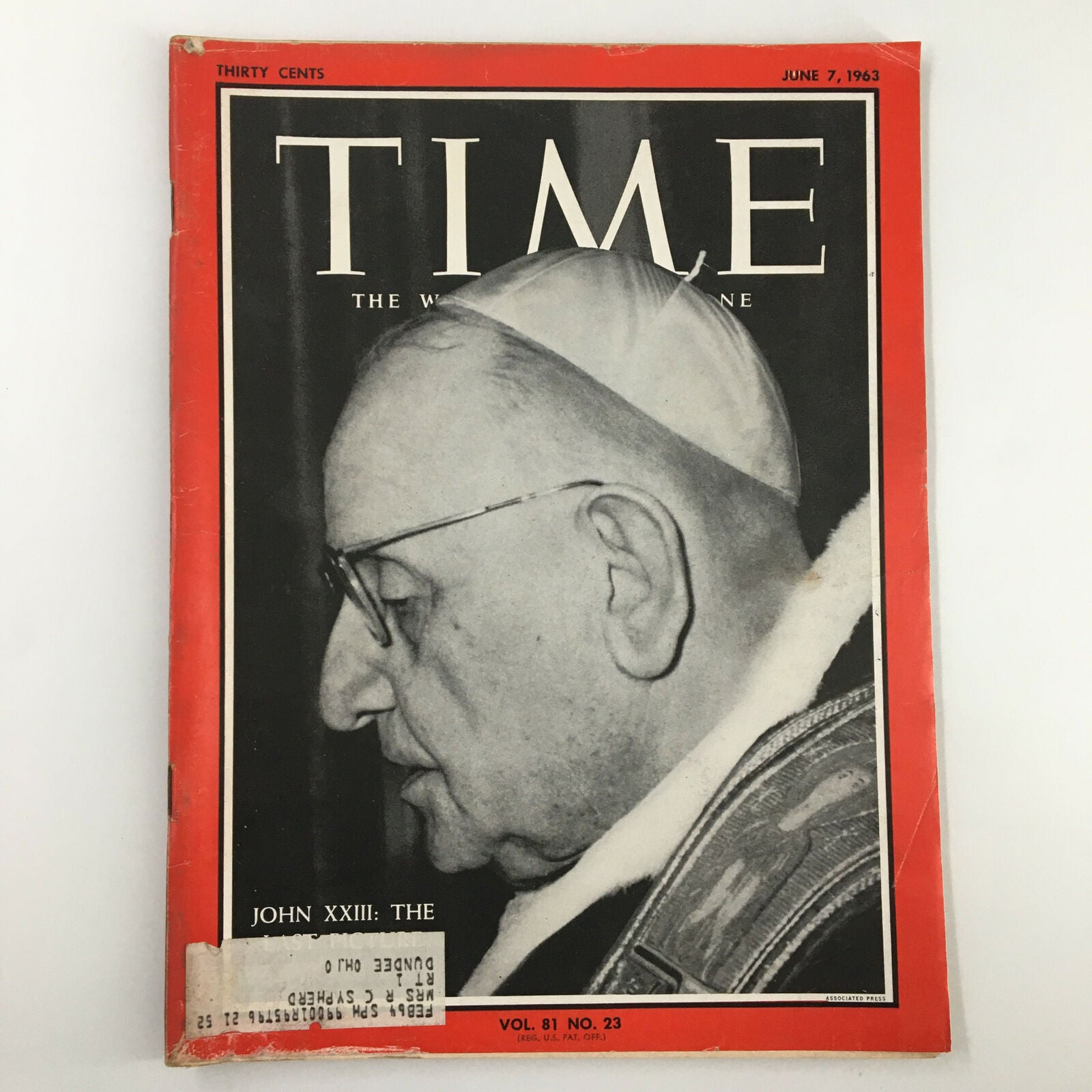 VTG Time Magazine June 7 1963 Vol 81 #23 John XXIII The Last Picture