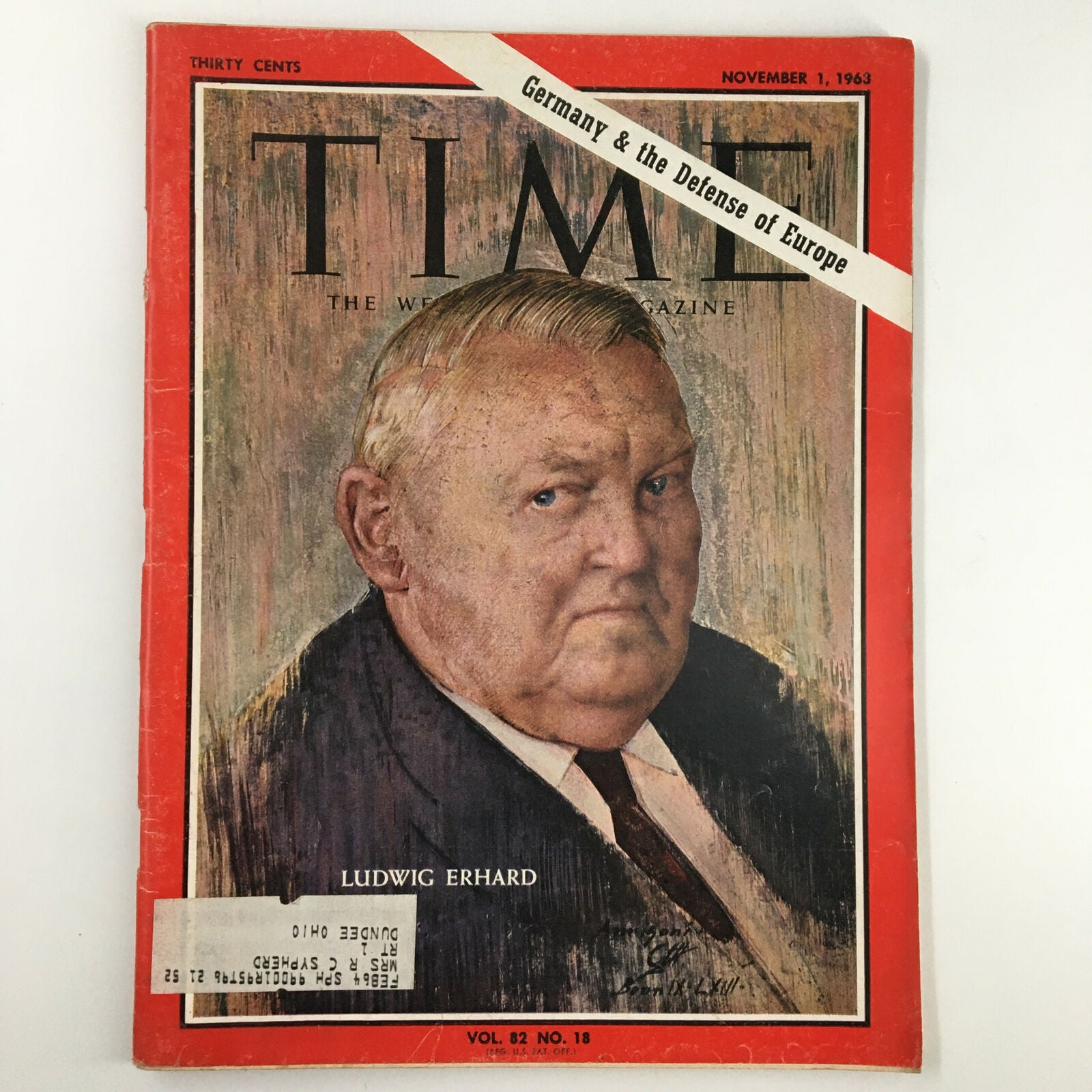 VTG Time Magazine November 1 1963 Vol 82 #18 Ludwig Erhard & Defense of Europe