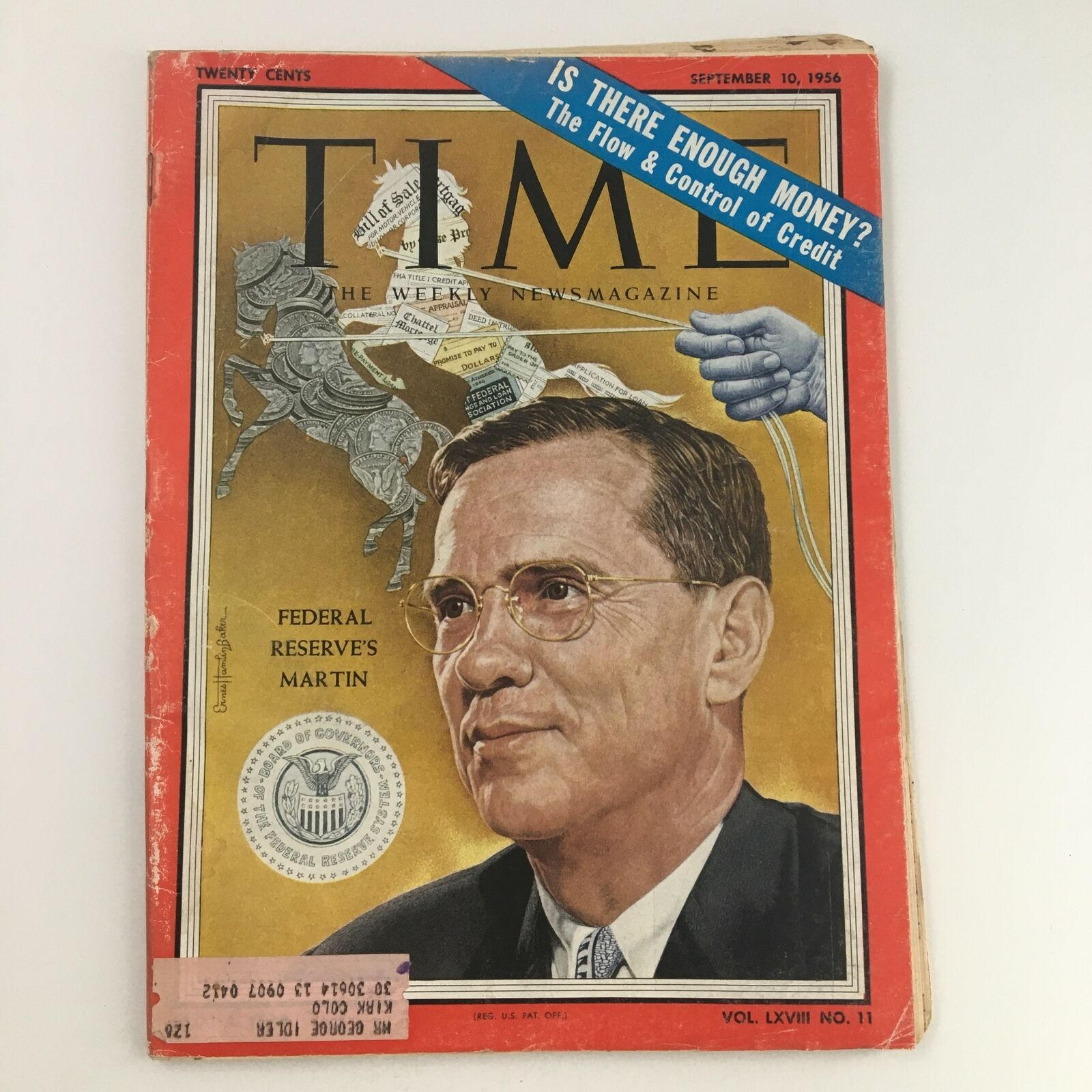 Time Magazine September 10 1956 Vol. LXVIII No. 11 William McChesney Martin