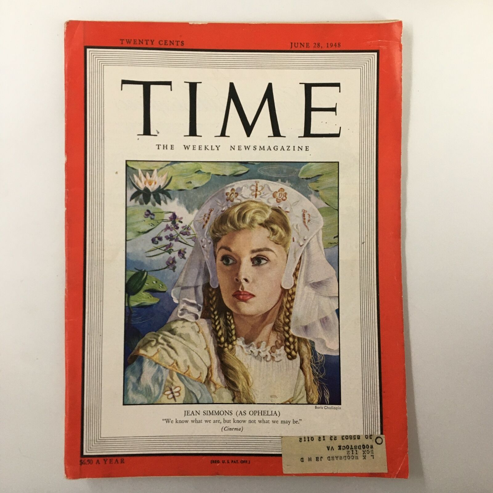 VTG Time Magazine June 28 1948 Jean Simmons as Ophellia in Cinema