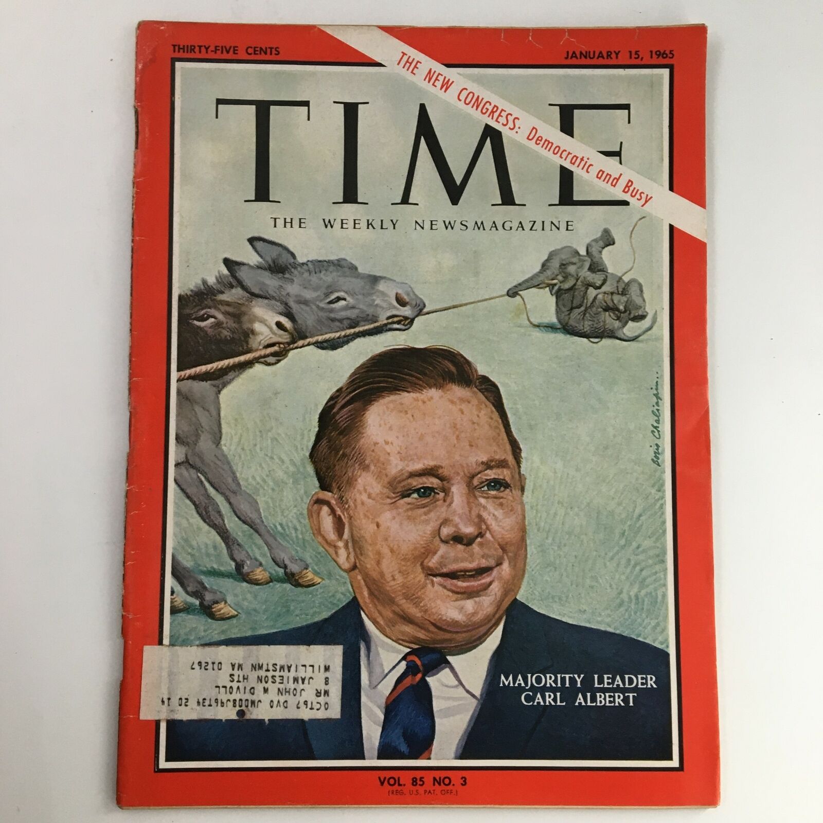 Time Magazine January 15 1965 Vol 85 #3 46th Speaker Representative Carl Albert