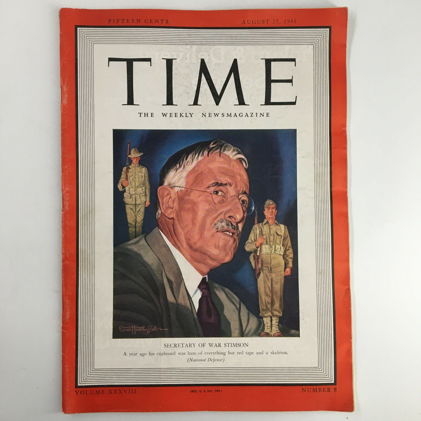 VTG Time Magazine August 25 1941 Vol. 38 No. 8 Secretary of War Henry Timson