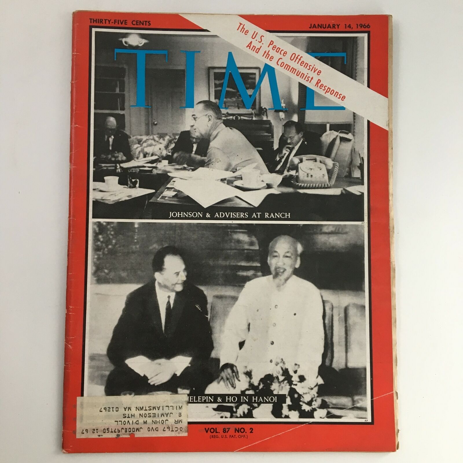 Time Magazine January 14 1966 Vol 87 #2 Leaders Ho Chi Minh & Lyndon Johnson