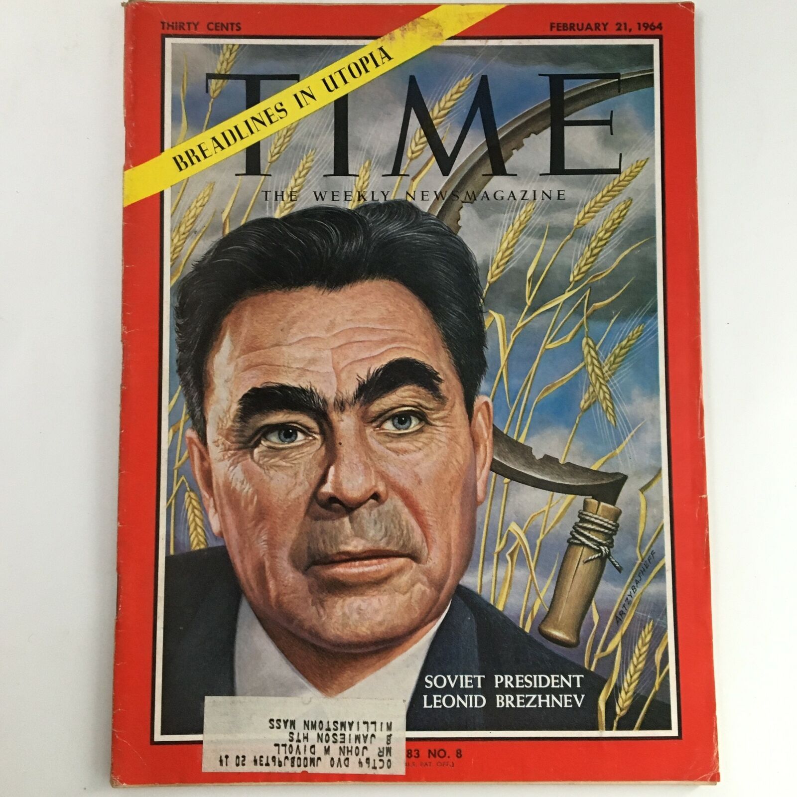 Time Magazine February 21 1964 Vol 83 #8 Soviet President Leonid Brezhnev