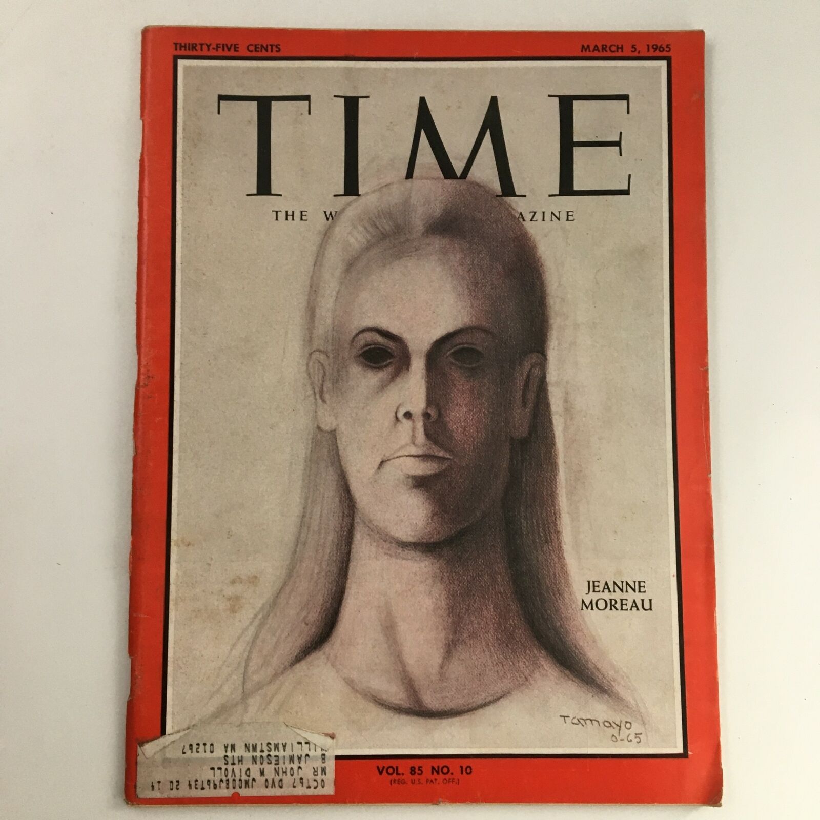 Time Magazine March 5 1965 Vol 85 #10 French Actress Jeanne Moreau Illustration