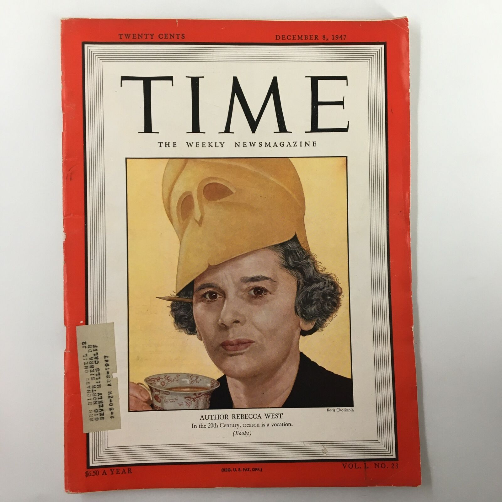 VTG Time Magazine December 8 1947 Vol. 50 No. 23 Author Rebecca West