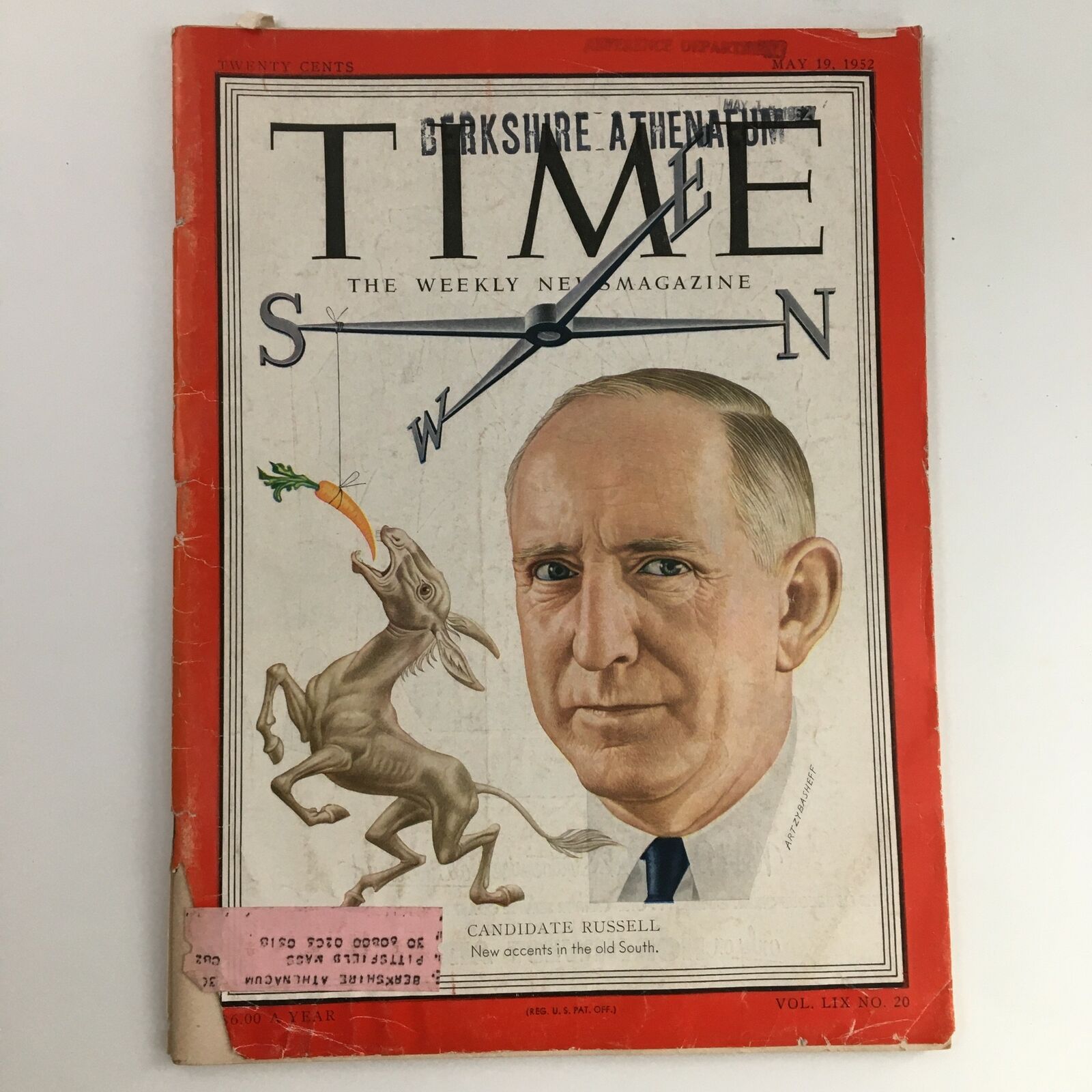 Time Magazine May 19 1952 Vol 59 #20 Democratic Party's Richard Russell Jr.