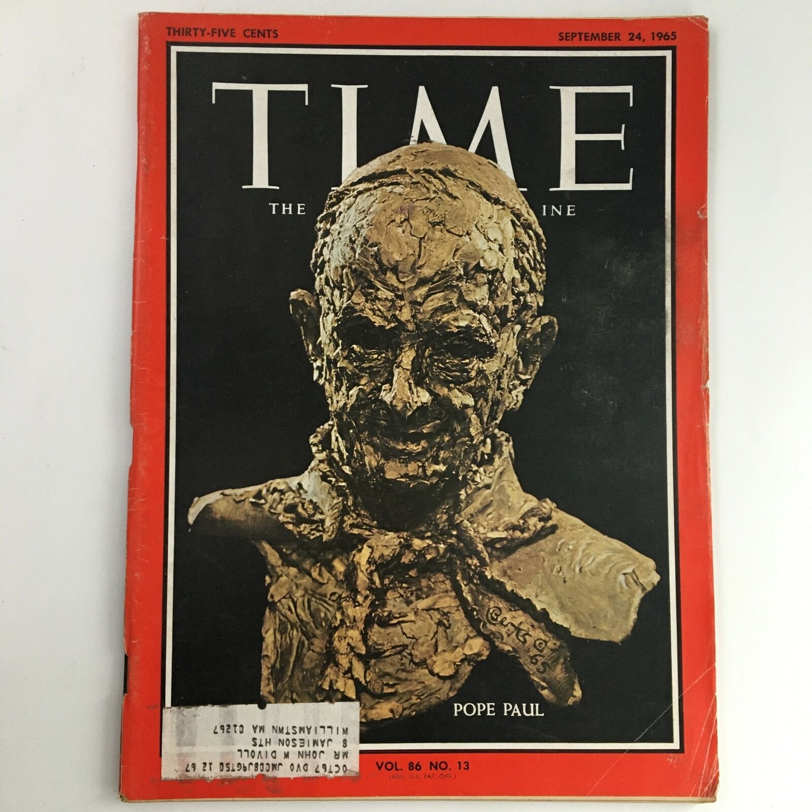 Time Magazine September 24 1965 Vol 86 #13 Pope Paul VI, Head of Catholic Church