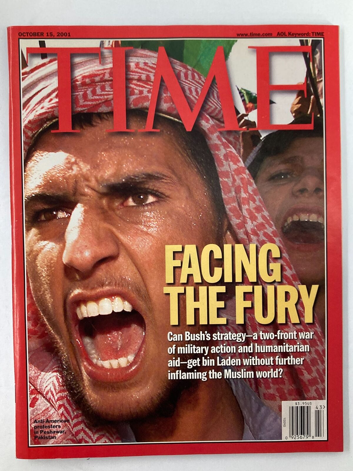 Time Magazine October 15 2001 George Bush Facing The Fury VG No Label 9/11