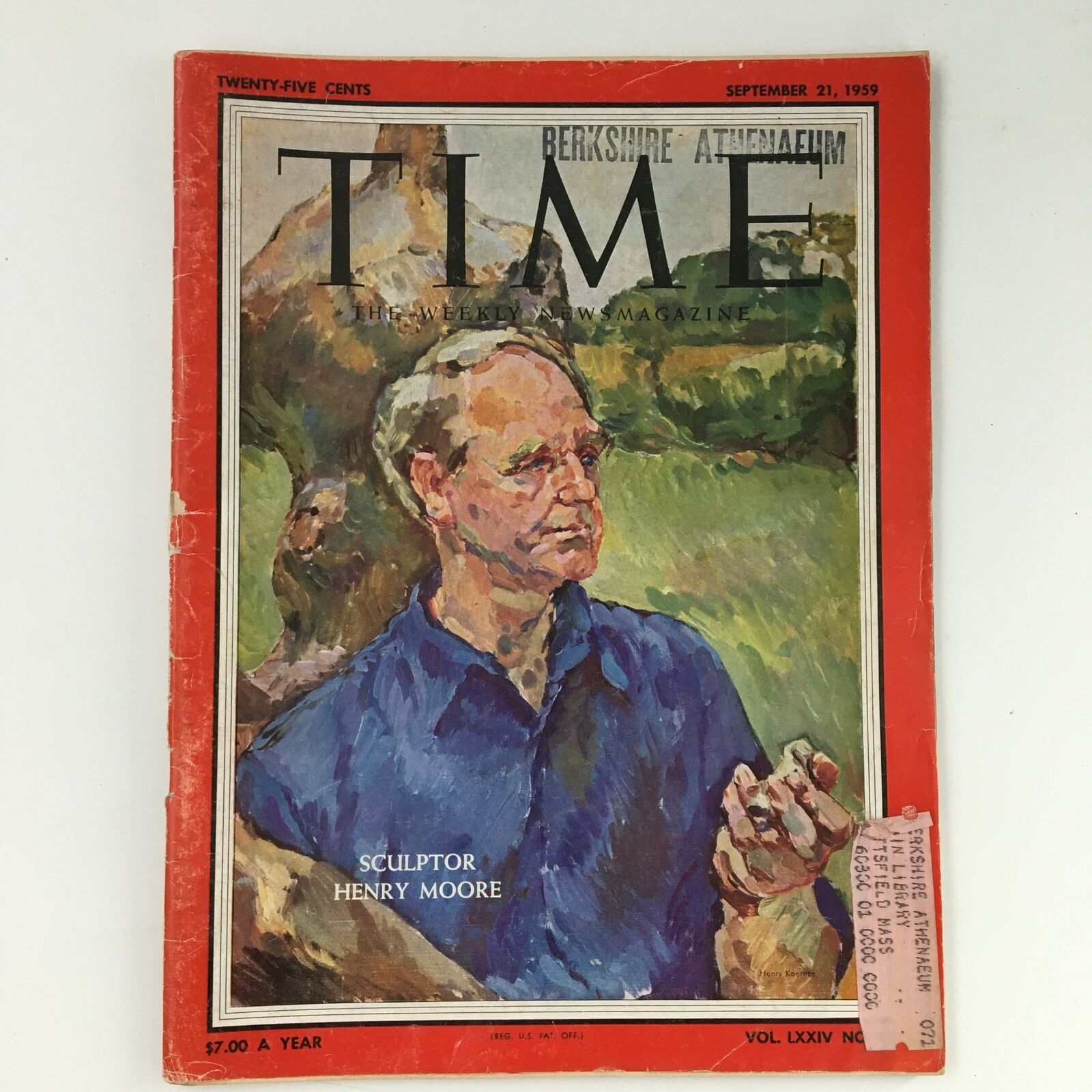 Time Magazine September 21 1959 Vol 74 #12 Sculptor Henry Moore Feature