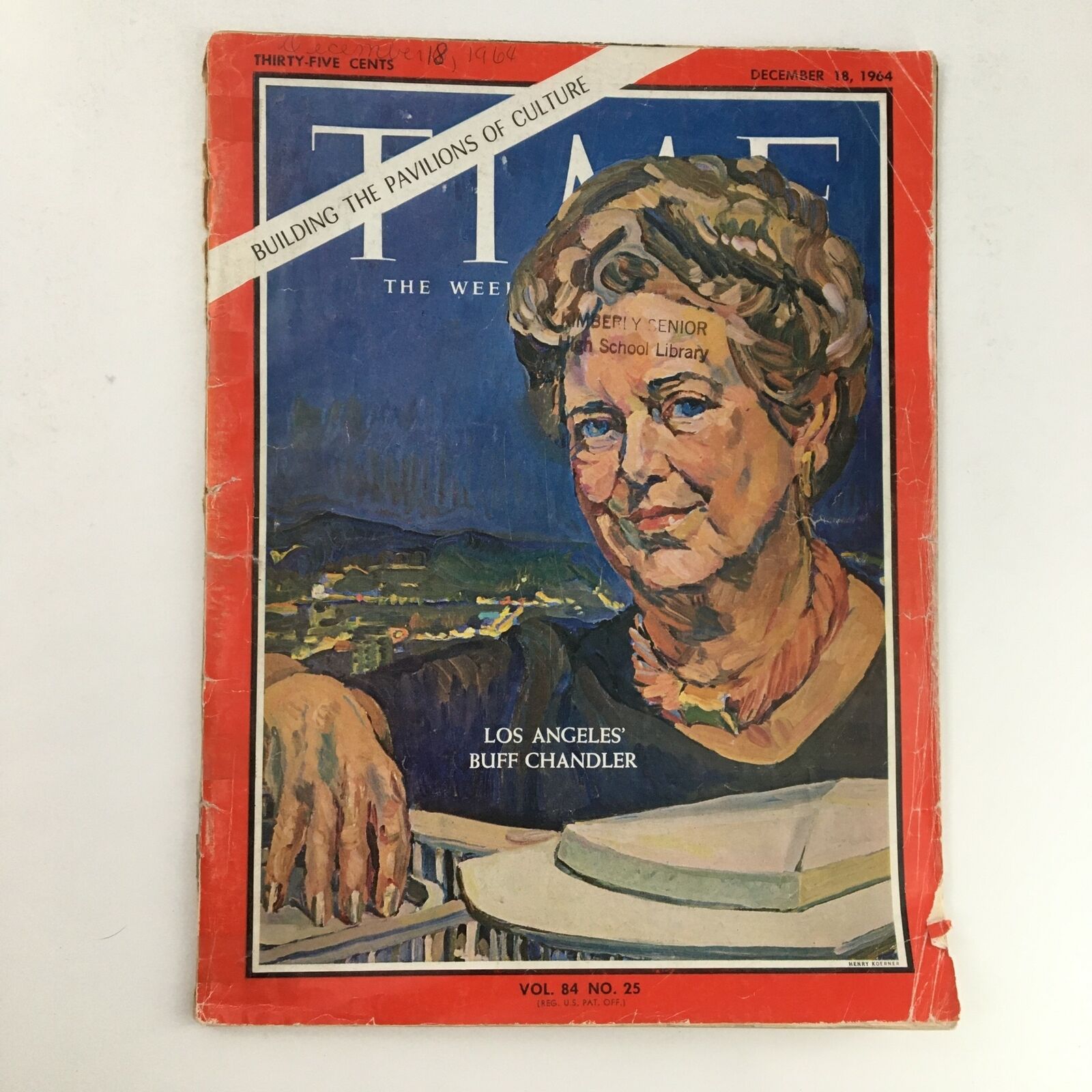 Time Magazine December 18 1964 Los Angeles' Dorothy Buffum Chandler No Label