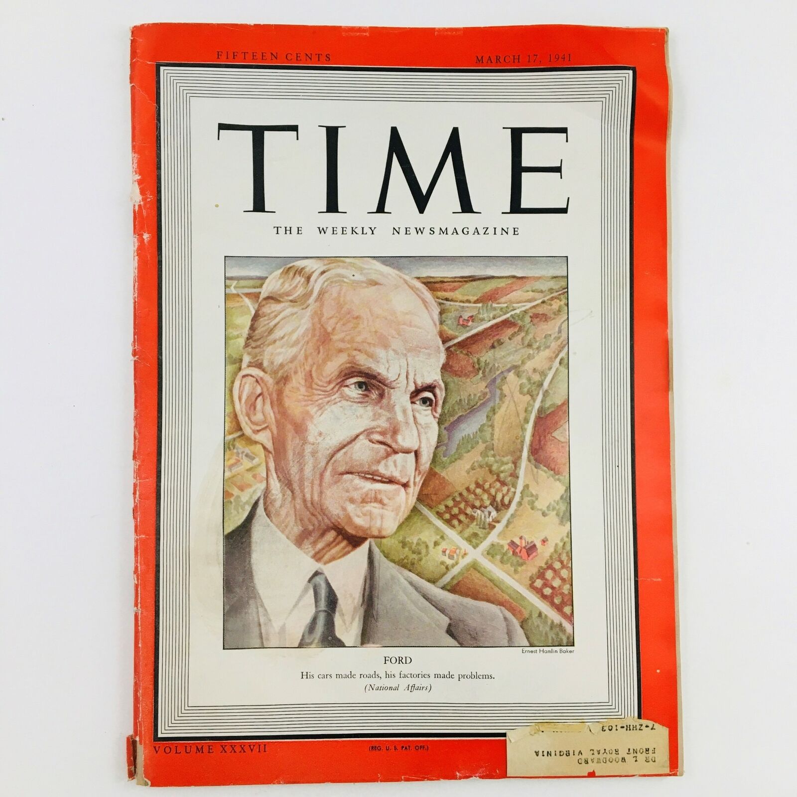 VTG Time Magazine March 17 1941 Vol. 37 No. 11 American Industrialist Henry Ford