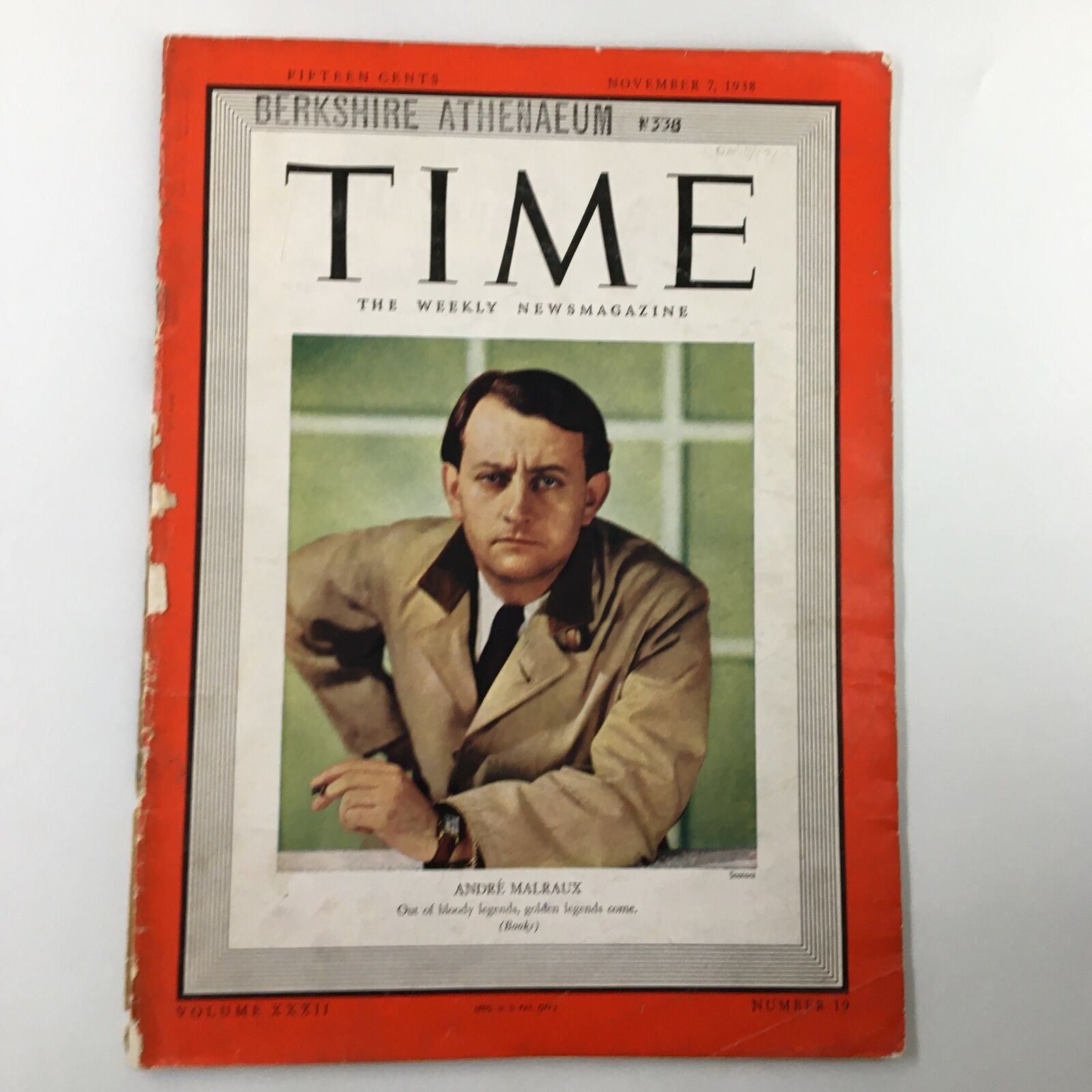 VTG Time Magazine November 7 1938 Vol. 32 No. 19 Golden Legend Andre Malraux