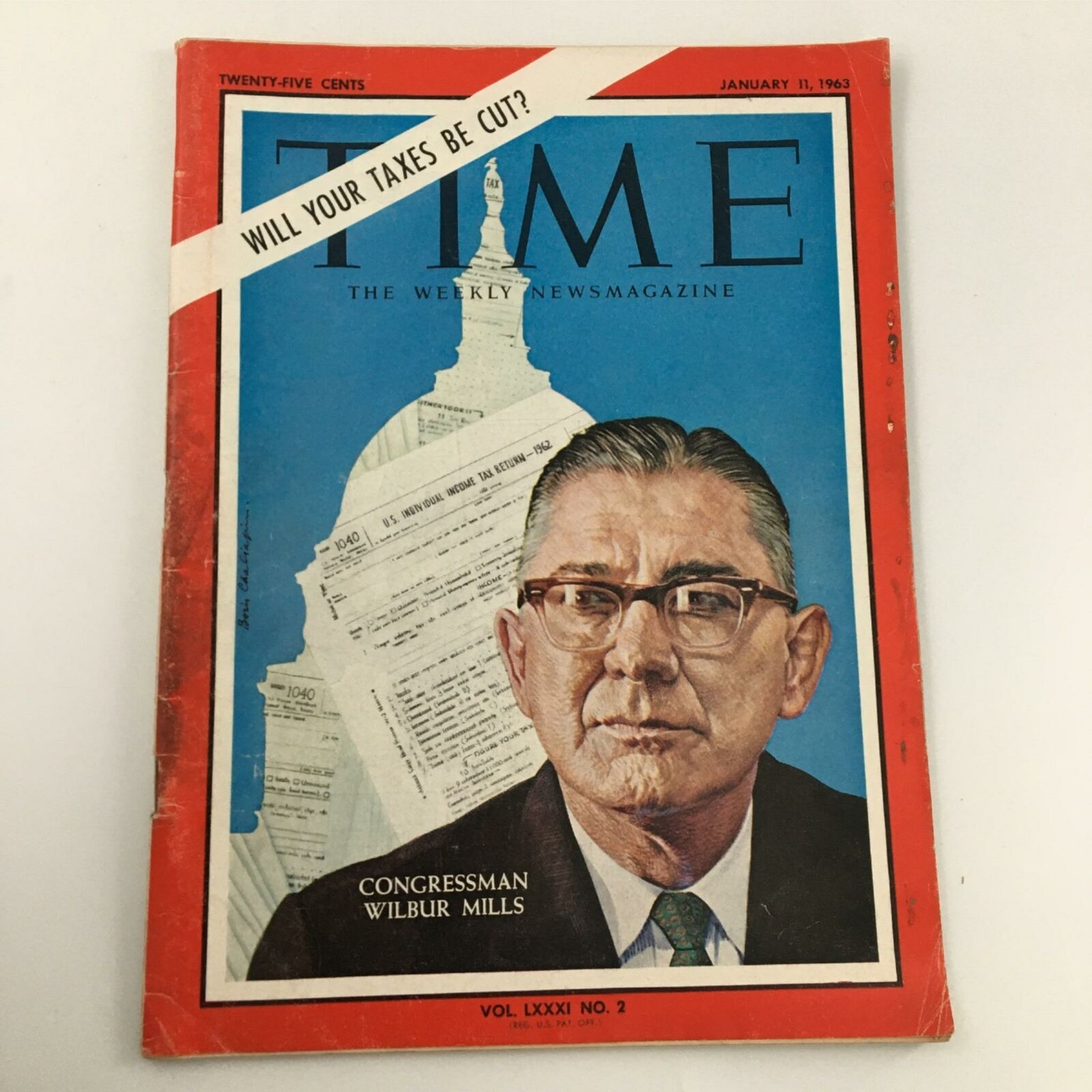 VTG Time Magazine January 11, 1963 Congressman Wilbur Mills, Newsstand