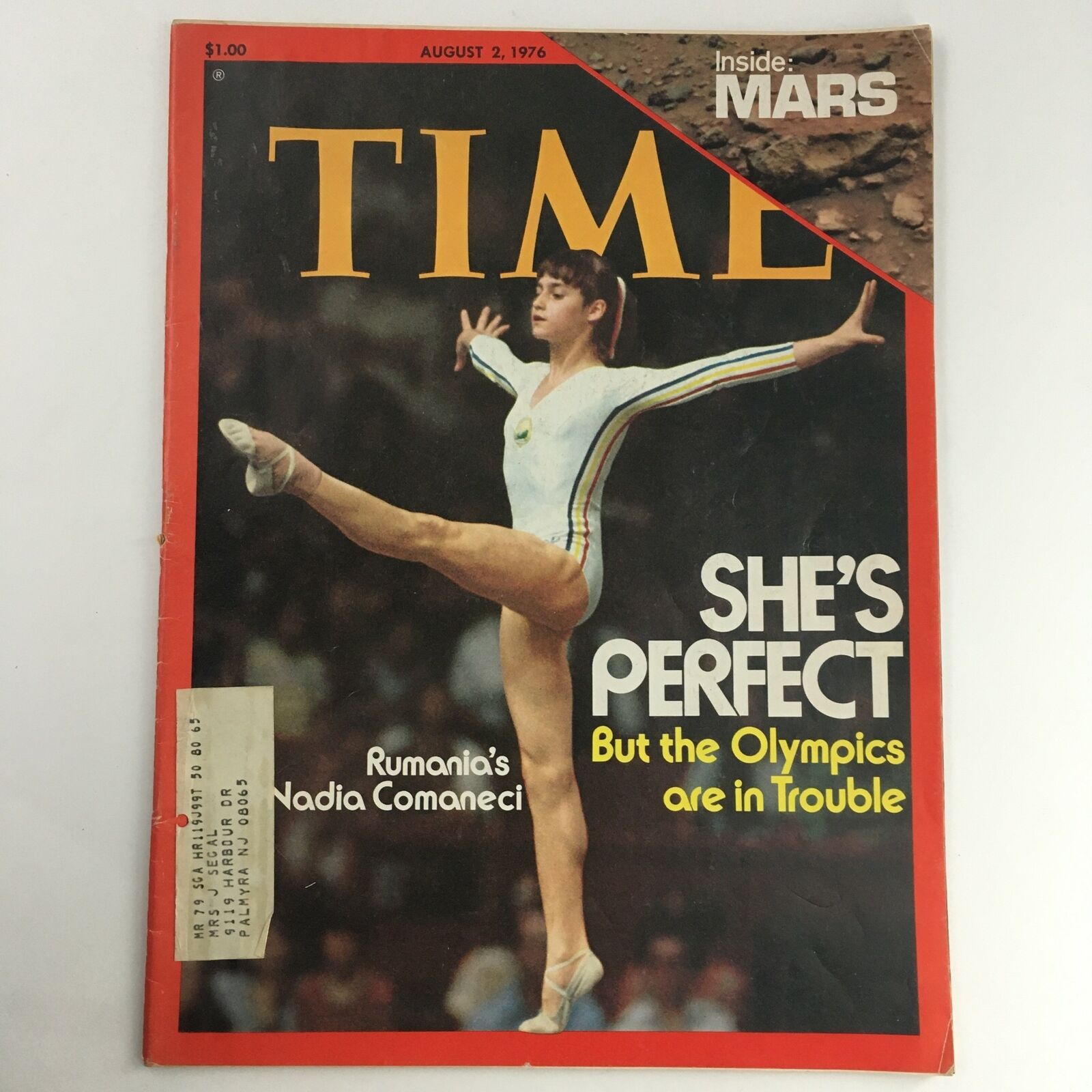 Time Magazine August 2 1976 Romania's Nadia Comneci & Inside Planet Mars