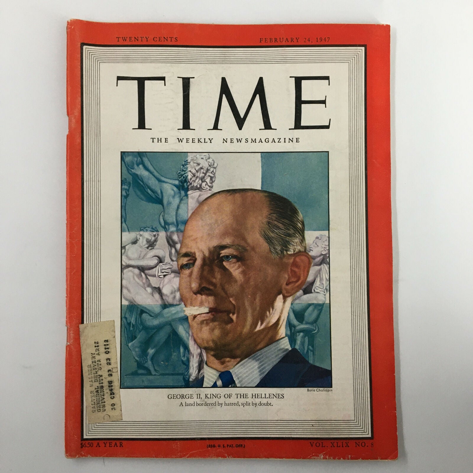 VTG Time Magazine February 24 1947 Vol. 49 No. 8 George II, King of the Hellenes