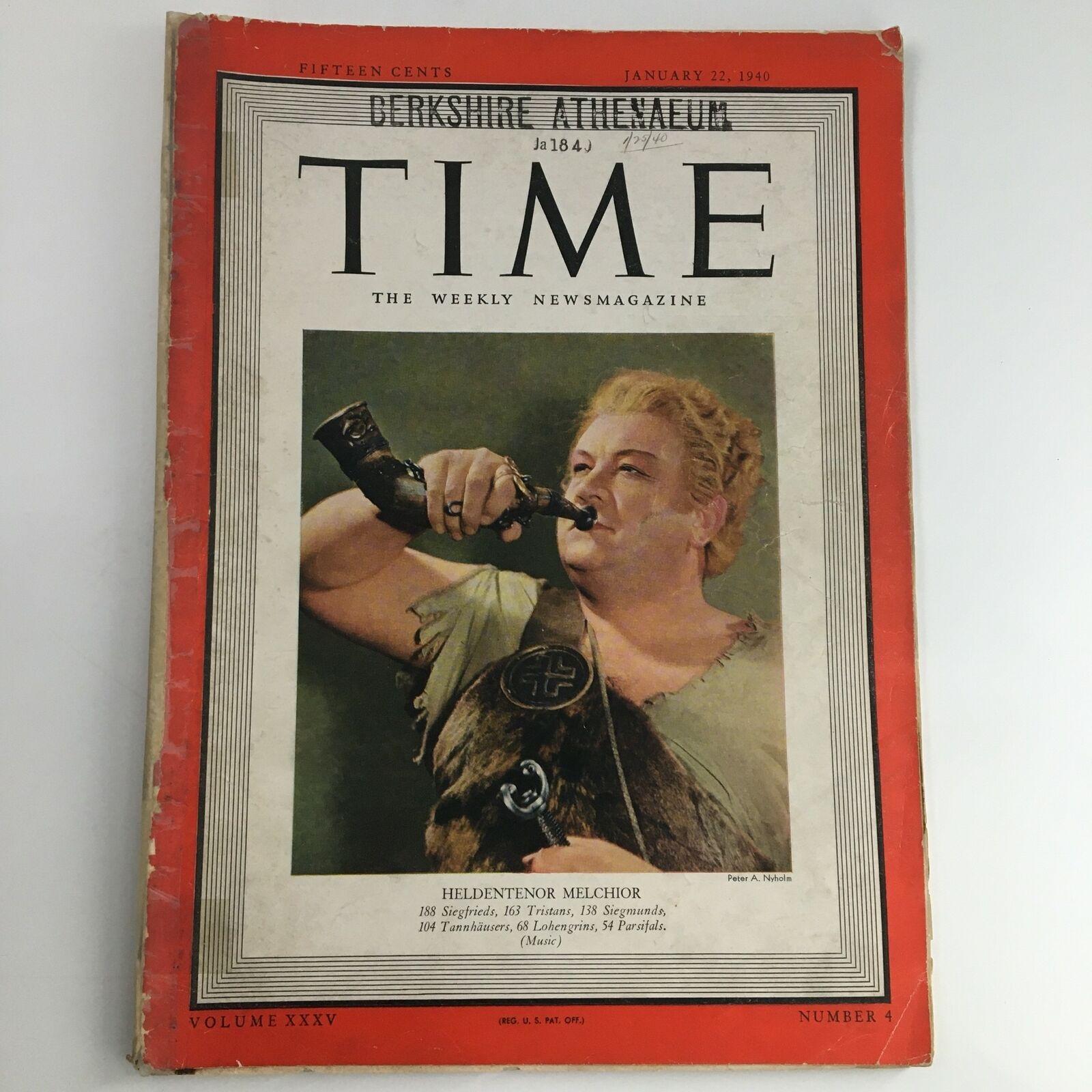 Time Magazine January 22 1940 Danish Opera Singer Lauritz Melchior No Label