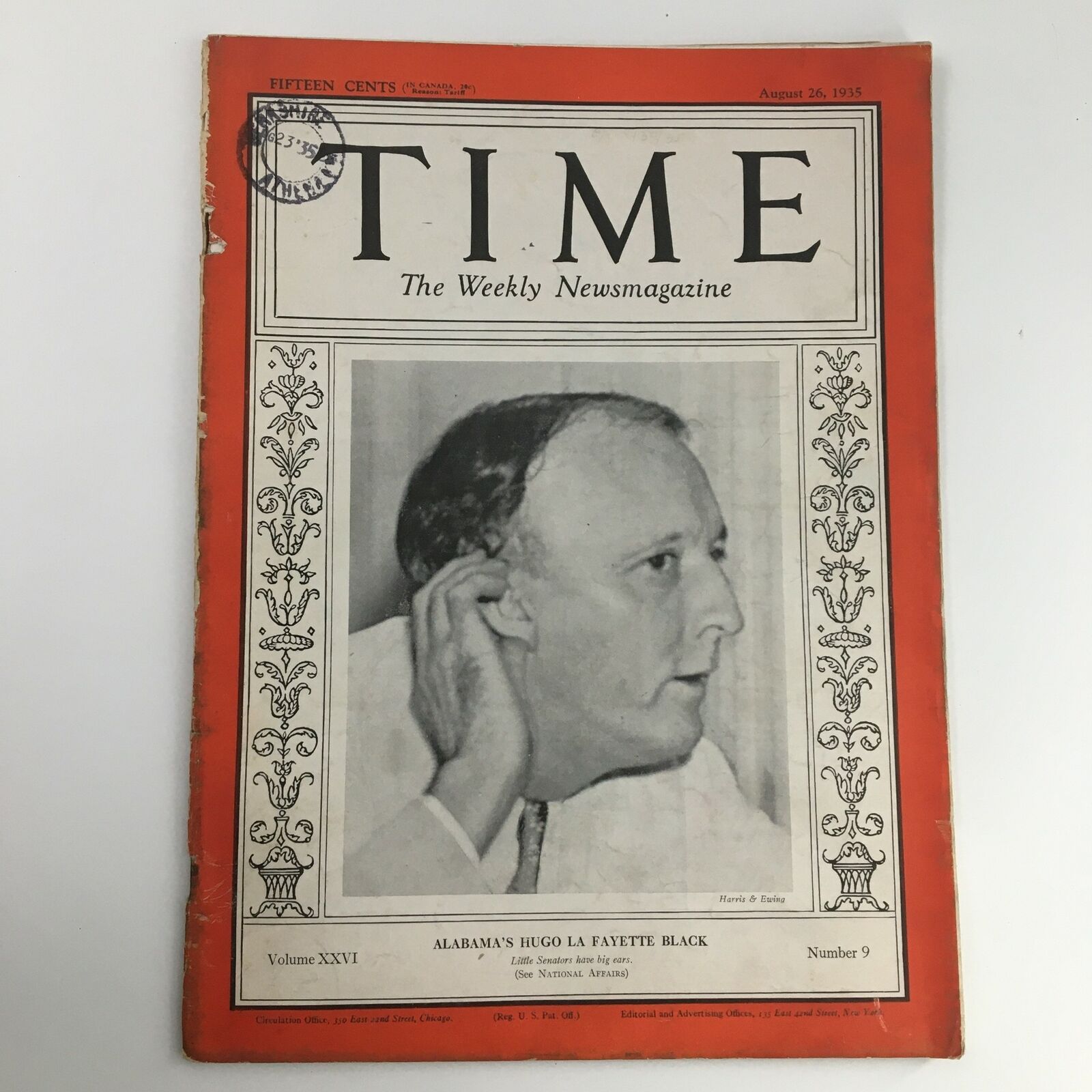 Time Magazine August 26 1935 Vol 26 #9 Alabama's Hugo La Fayette Black