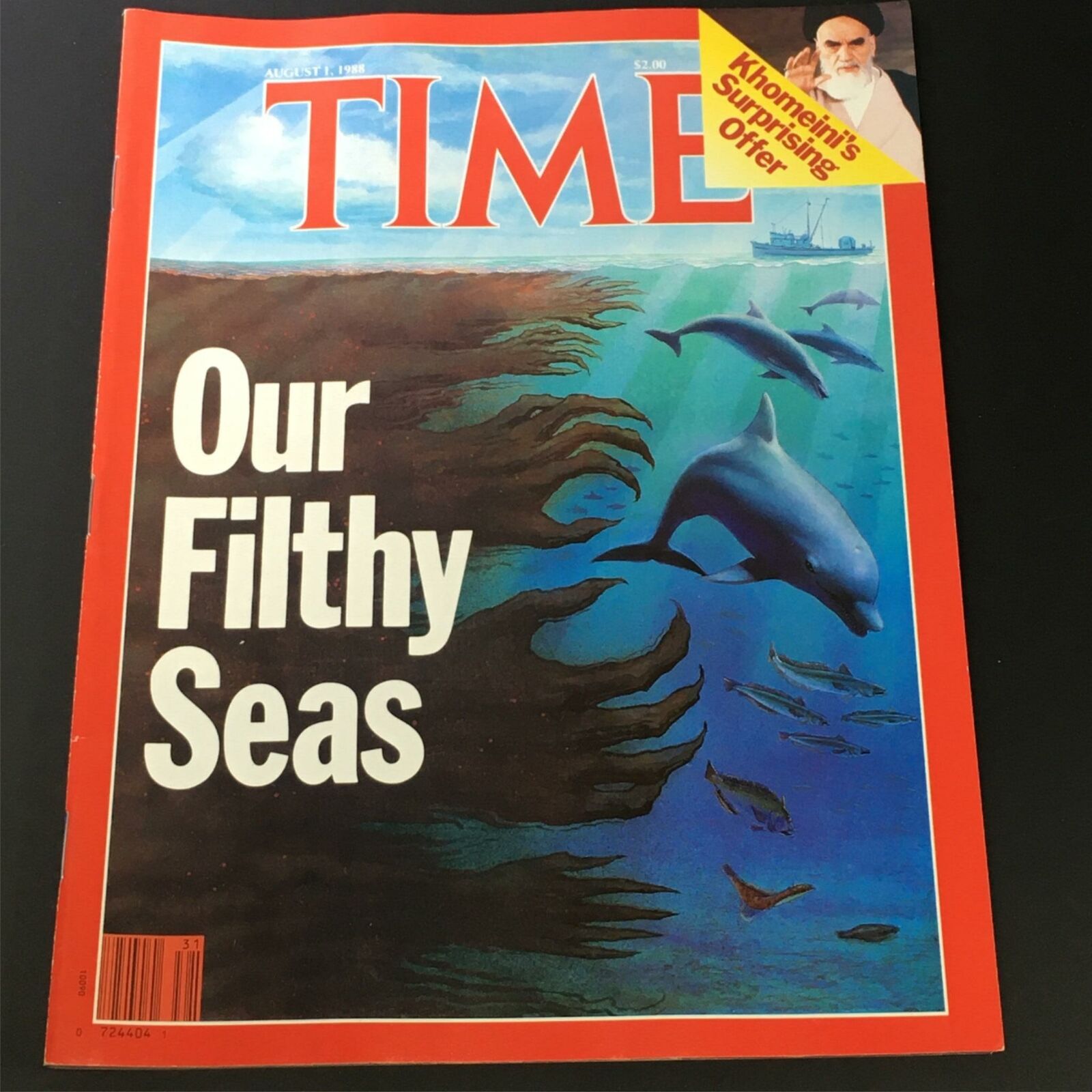 VTG Time Magazine August 1 1988 - Ruhollah Khomeini / Our Filthy Seas / No Label