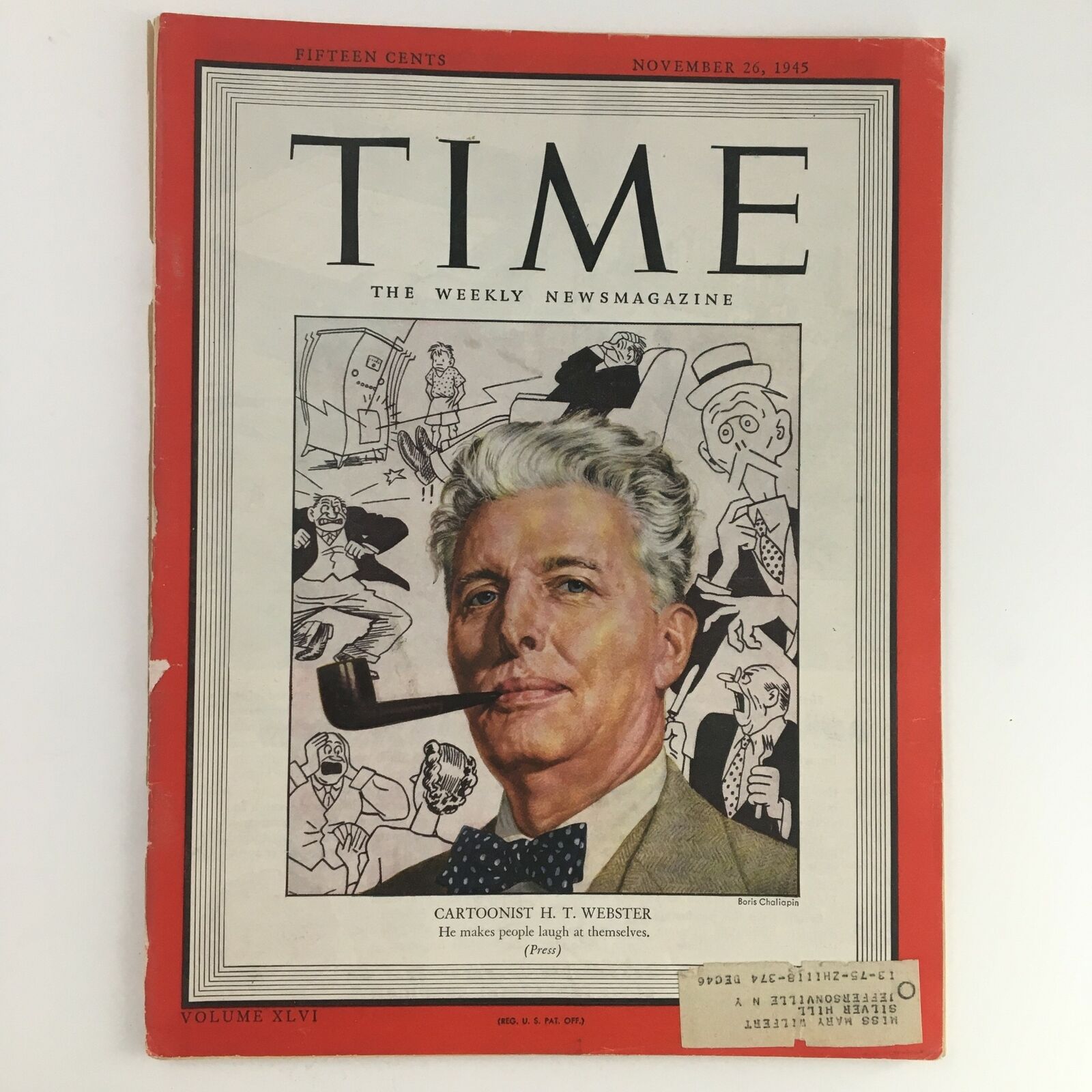 Time Magazine November 26 1945 Vol XLVI No. 22 American Cartoonist H. T. Webster