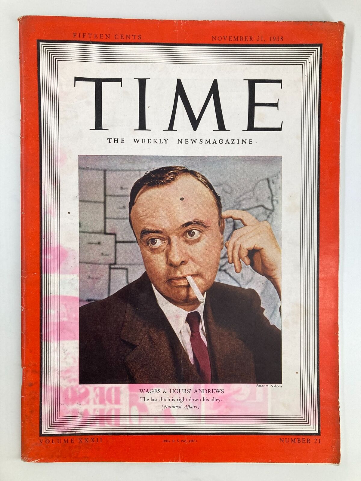 VTG Time Magazine November 21 1938 Vol 32 No. 21 Wages & Hours' Andrews