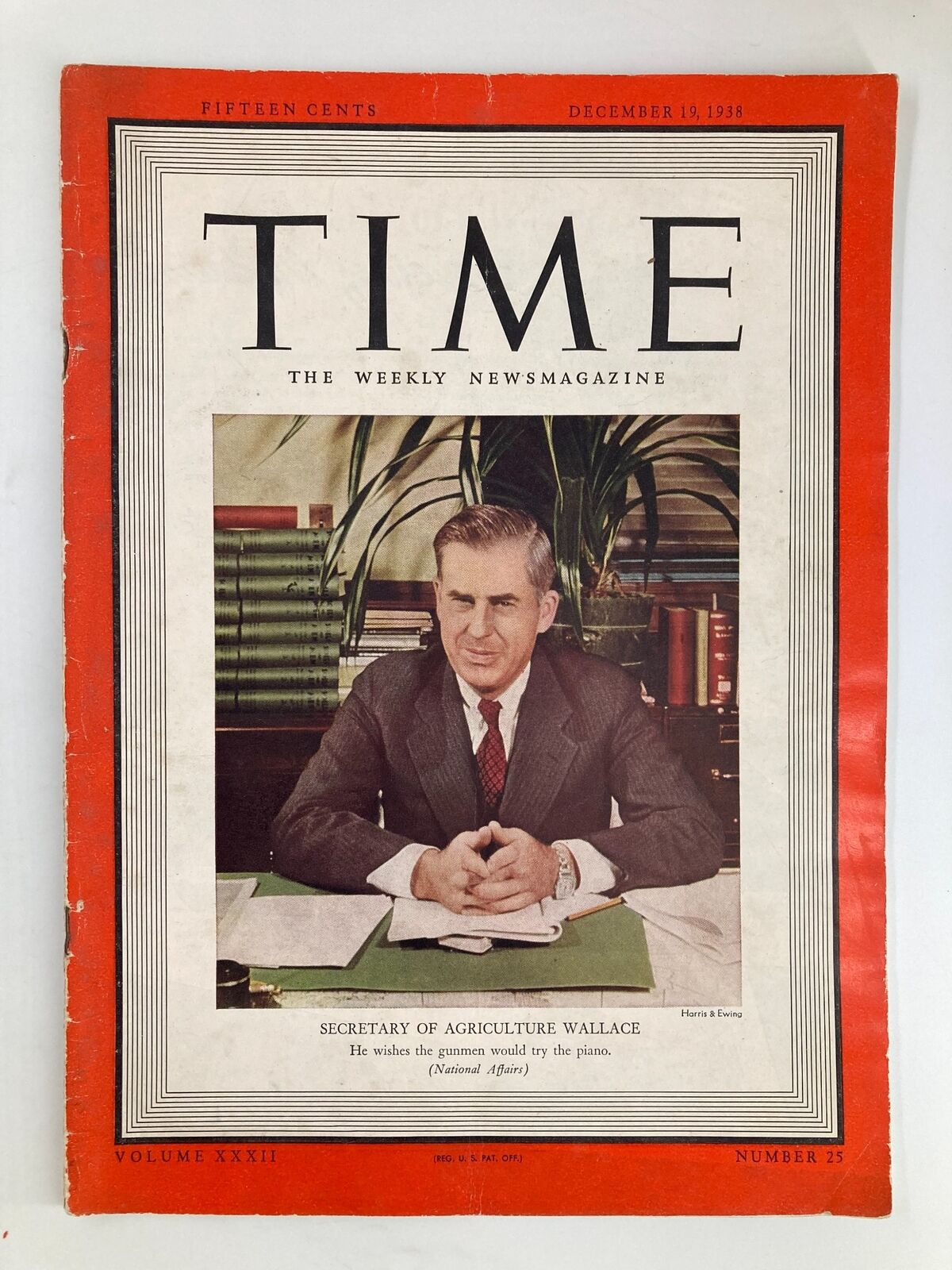 VTG Time Magazine December 19 1938 Vol 32 No. 25 Sec. of Agriculture Wallace