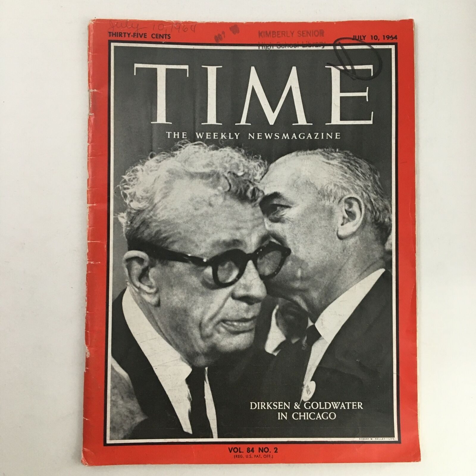 Time Magazine July 10 1964 Everett Dirksen & Barry Goldwater in Chicago No Label