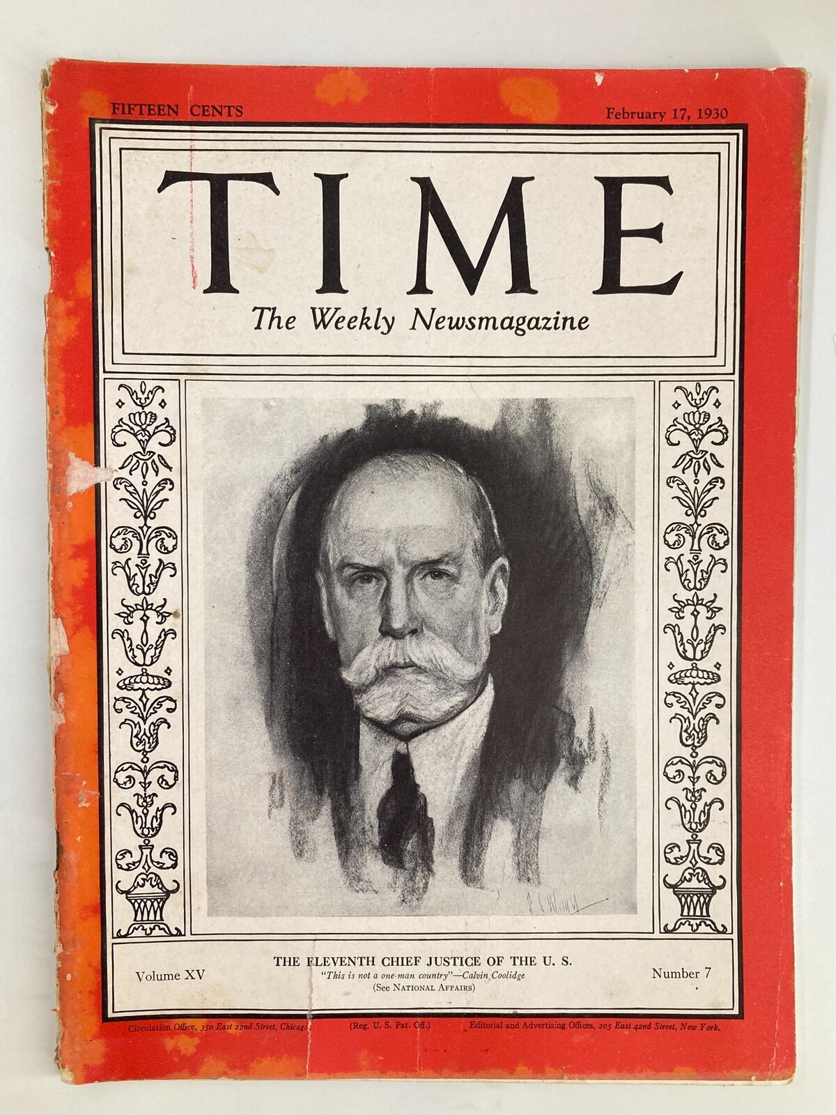 VTG Time Magazine February 17 1930 Vol 15 No. 7 Chief Justice Charles Hughes