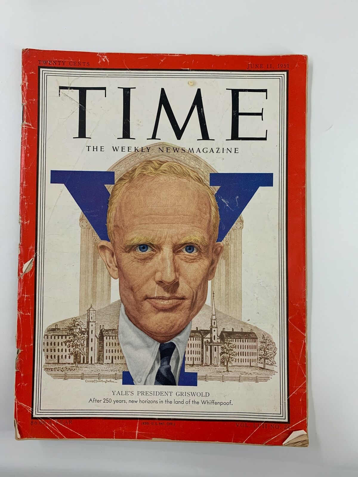 VTG Time Magazine June 11 1951 Yale's President Alfred Whitney Griswold No Label