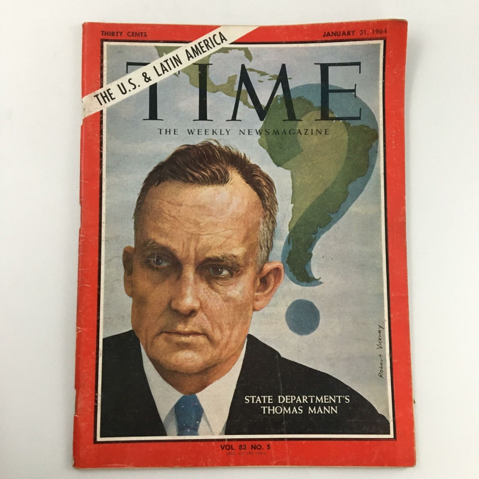 VTG Time Magazine January 31, 1964 State Department's Thomas Mann, Newsstand