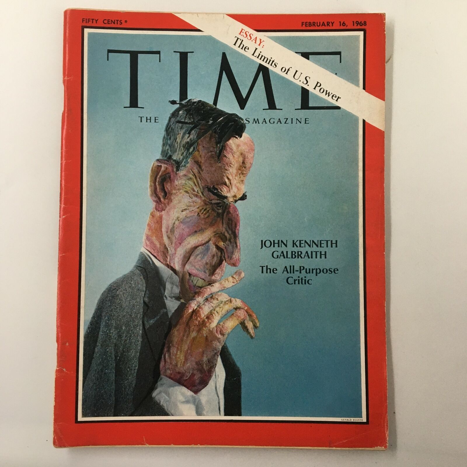 VTG Time Magazine February 16 1968 John Kenneth Galbraith No Label