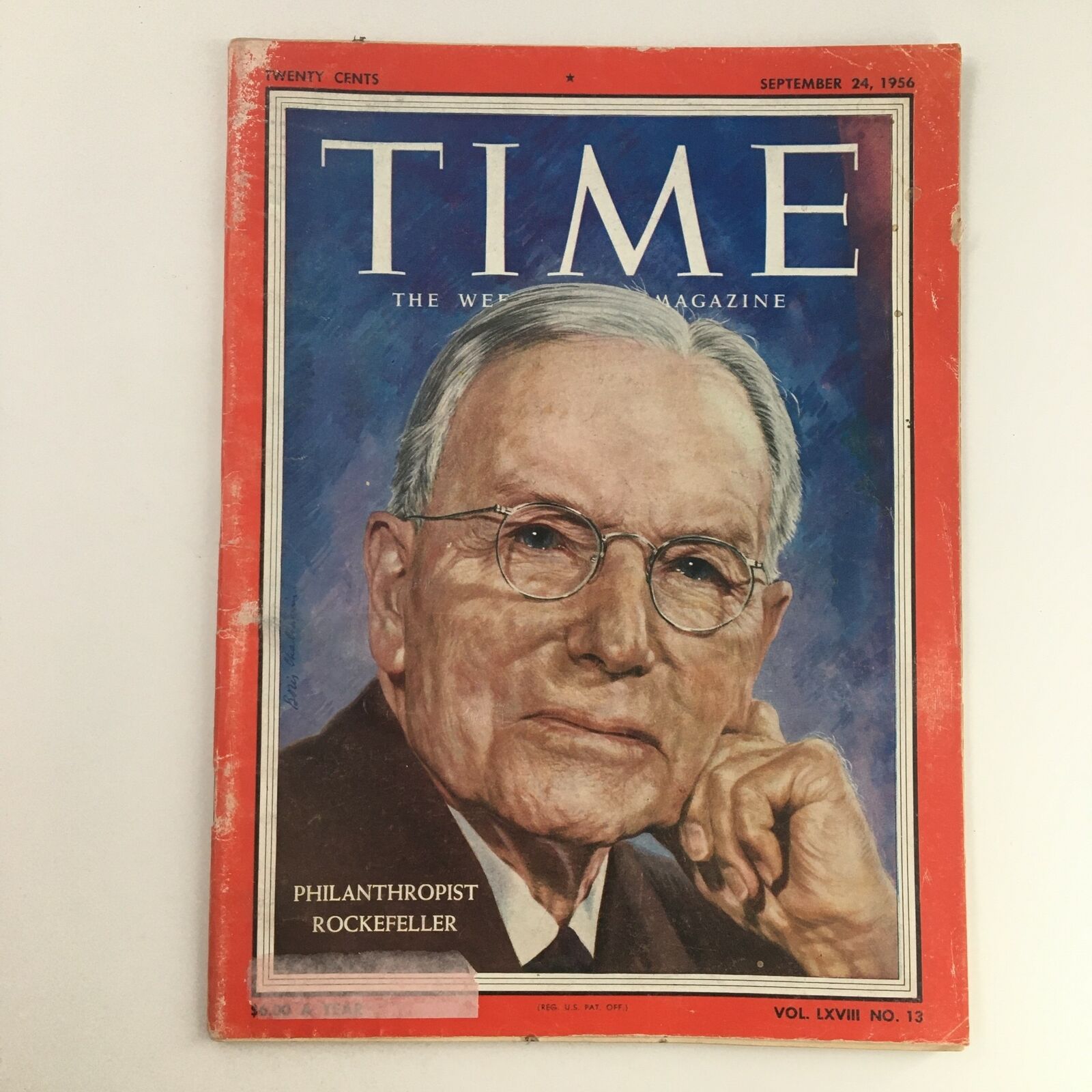 Time Magazine September 24 1956 LXVIII No. 13 Philanthropist John D. Rockefeller