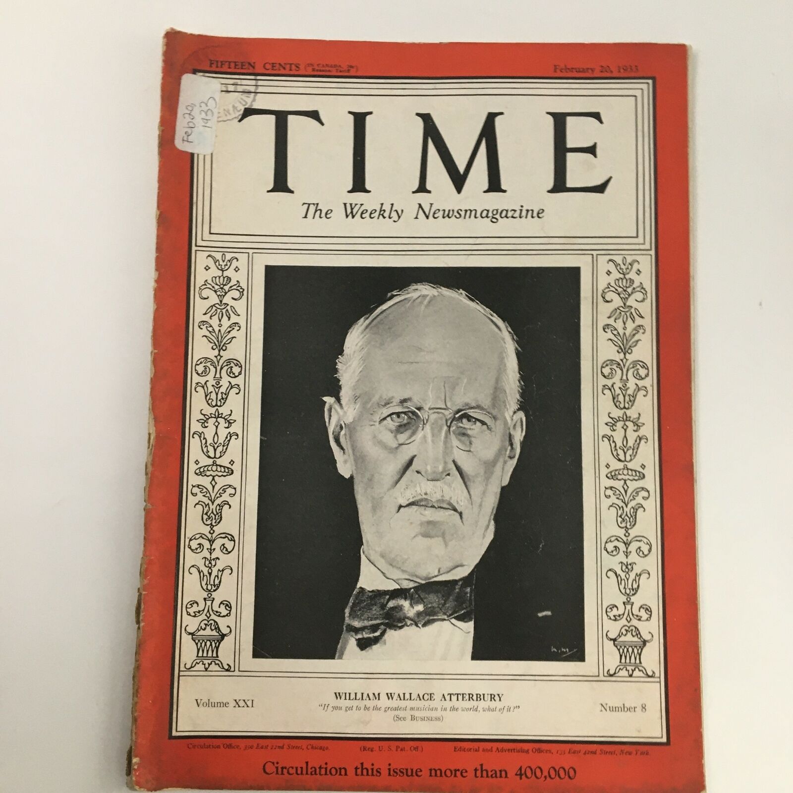 Time Magazine February 20 1933 Brigadier General William Wallace Atterbury