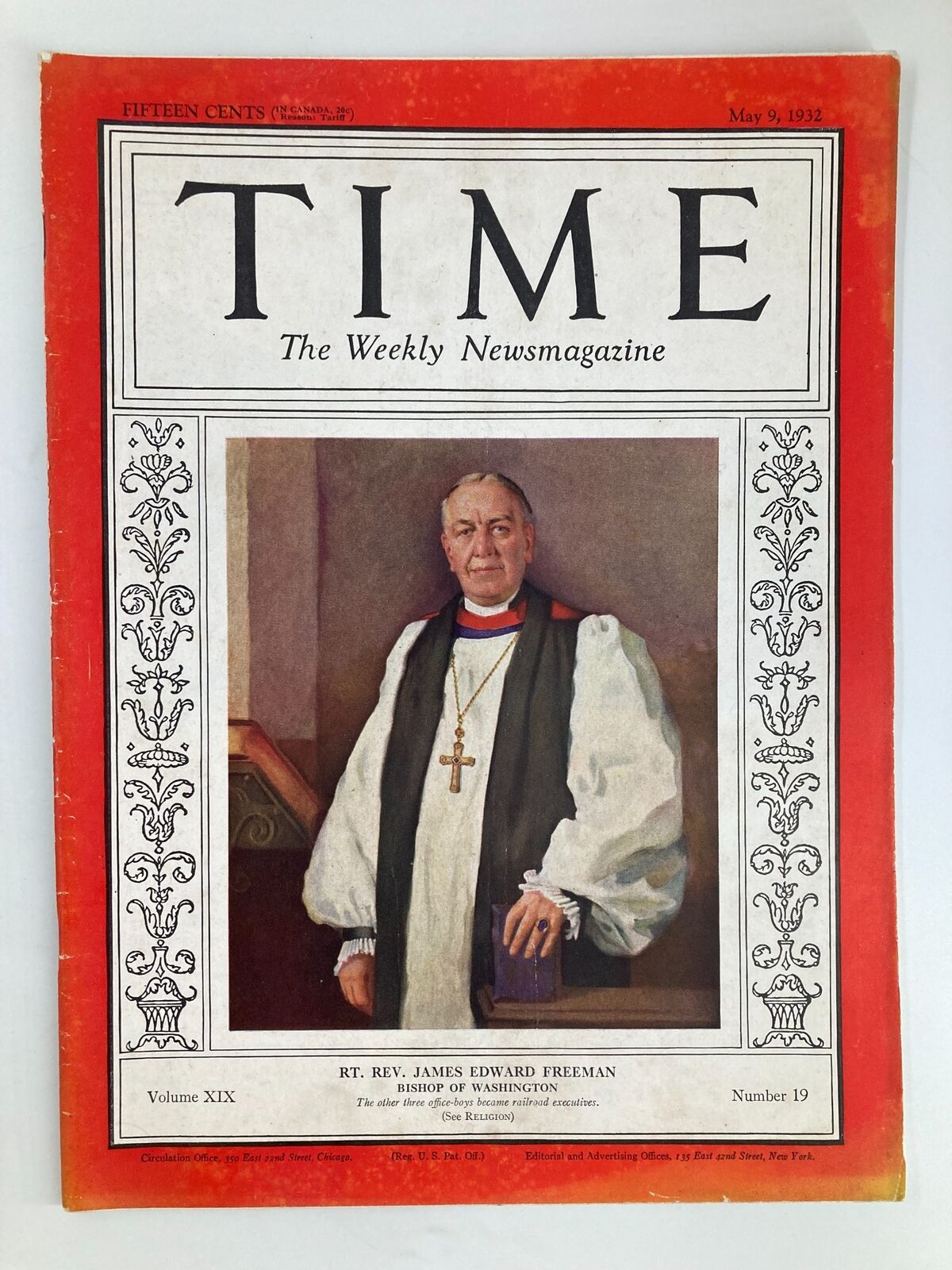 VTG Time Magazine May 9 1932 Vol 19 No. 19 Rt. Rev. James Edward Freeman