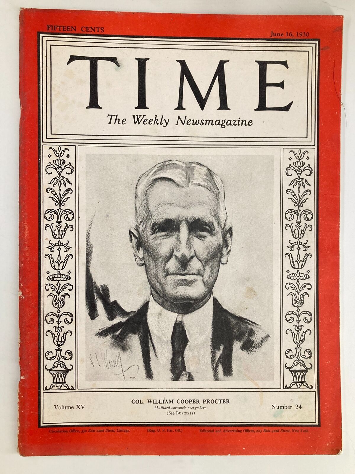 VTG Time Magazine June 16 1930 Vol 15 No. 24 Col. William Cooper Procter