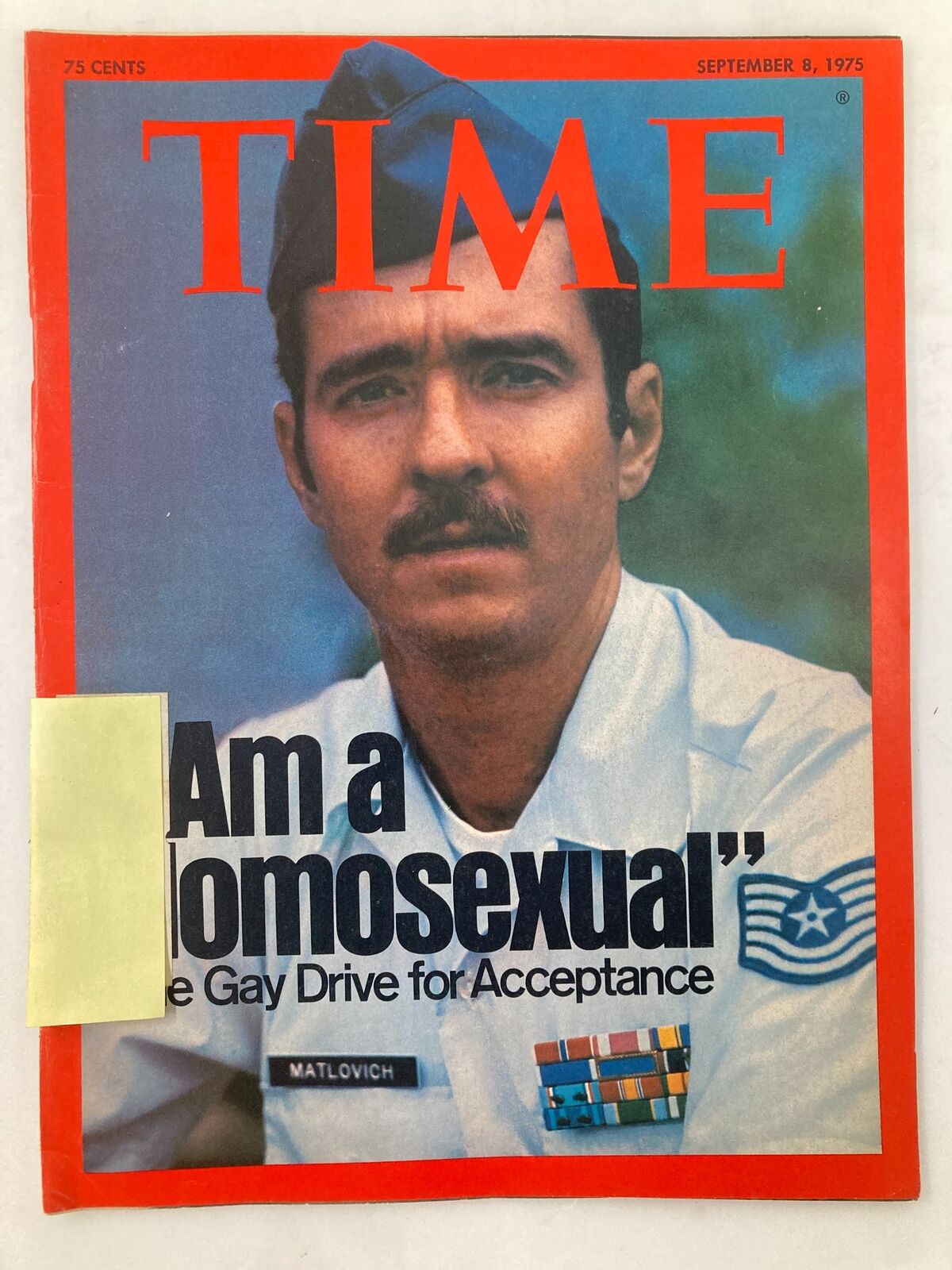 VTG Time Magazine September 8 1975 Matlovich The Gay Drive for Acceptance