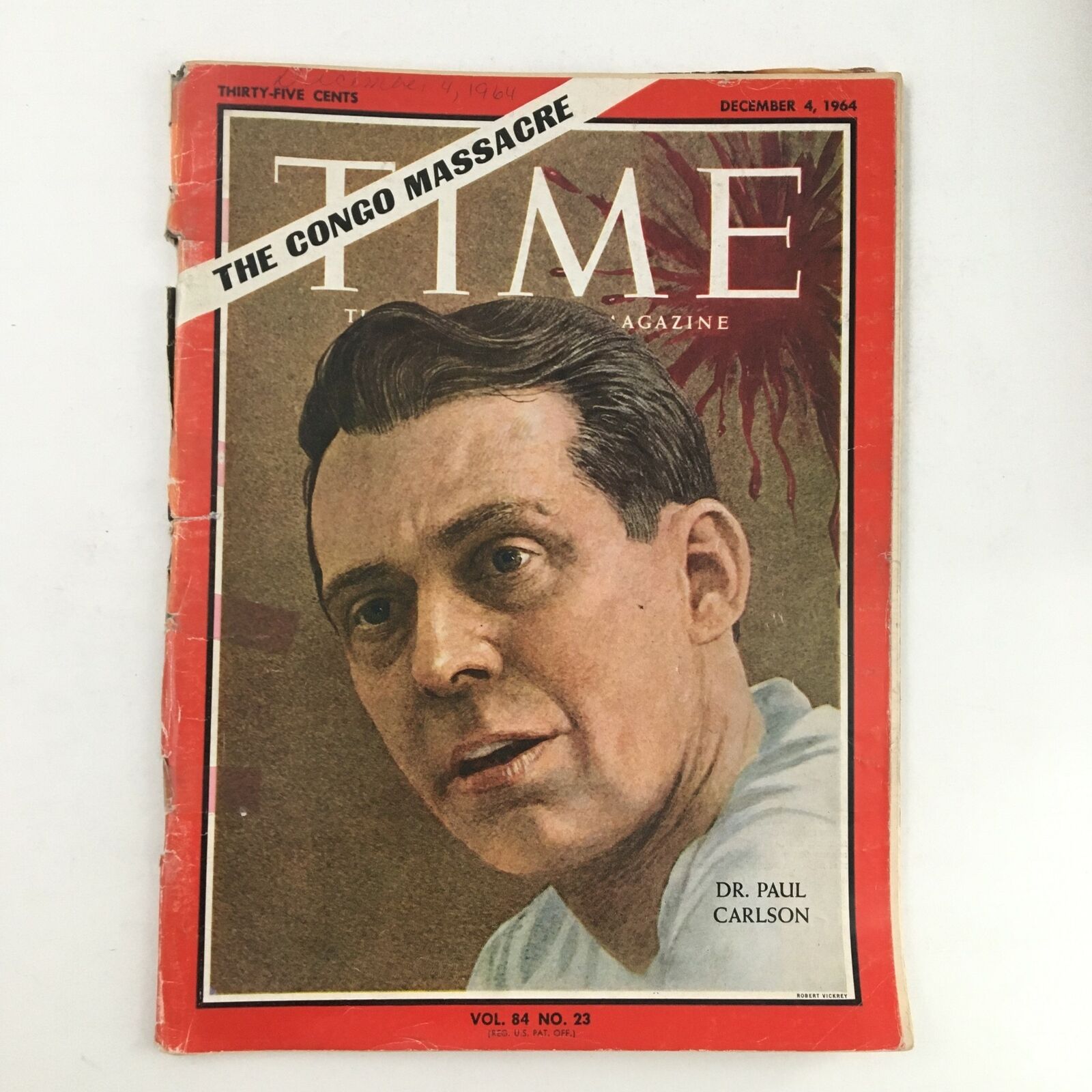 Time Magazine December 4 1964 The Congo Massacre Dr. Paul Carlson No Label