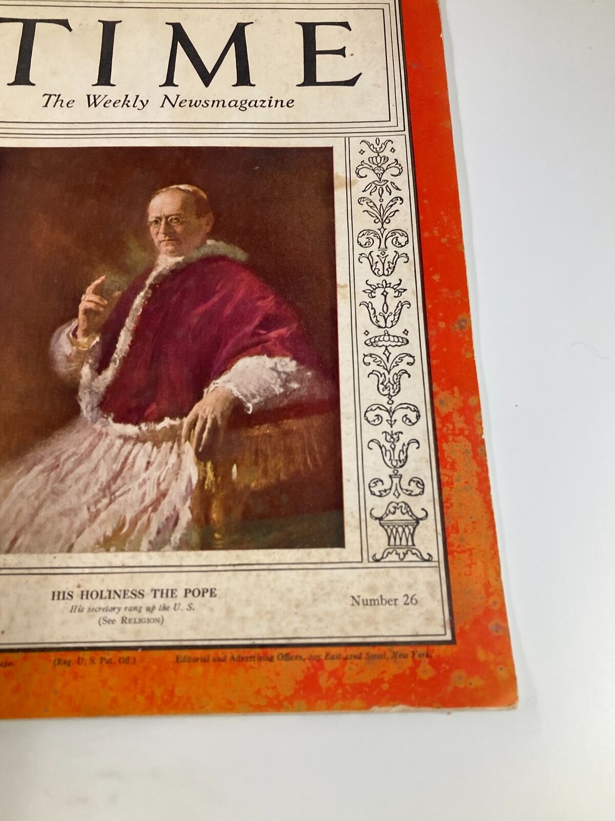 VTG Time Magazine December 29 1930 Vol 16 No. 26 His Holiness The Pope Pius XI