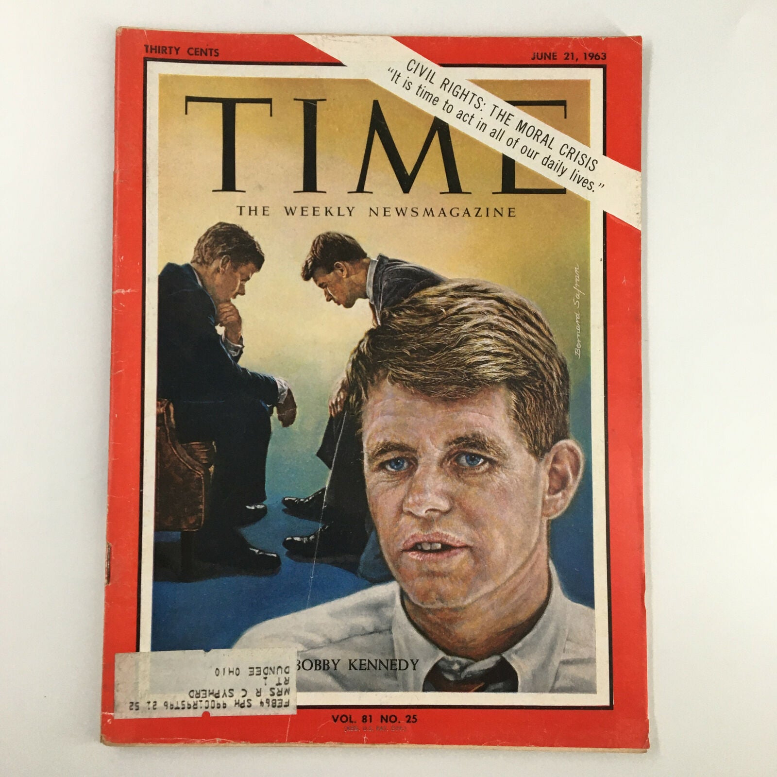 VTG Time Magazine June 21 1963 Vol 82 #25 Bobby Kennedy & The Moral Crisis