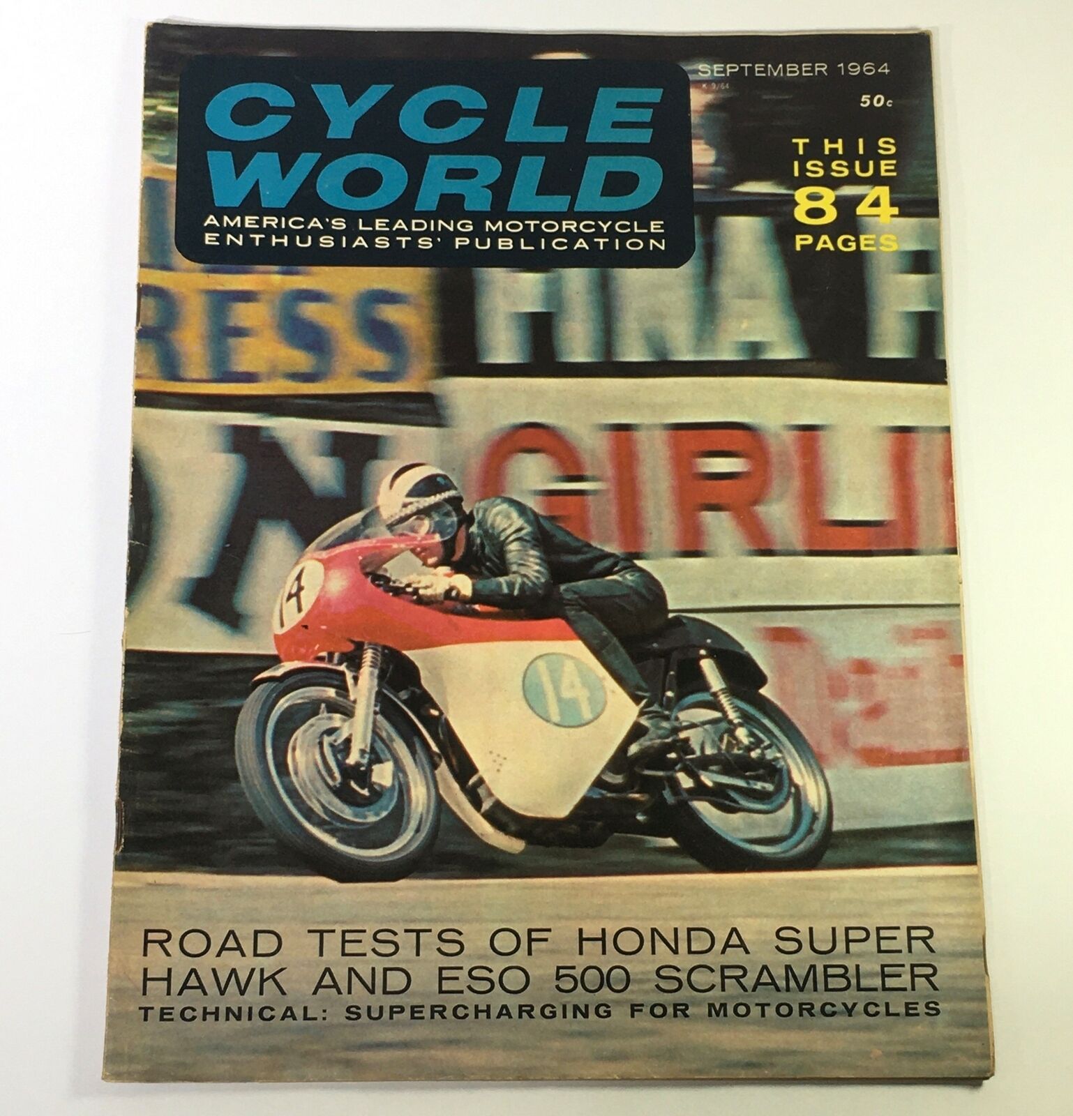 VTG Cycle World Magazine September 1964 - Honda Super Hawk & ESO 500 Scrambler