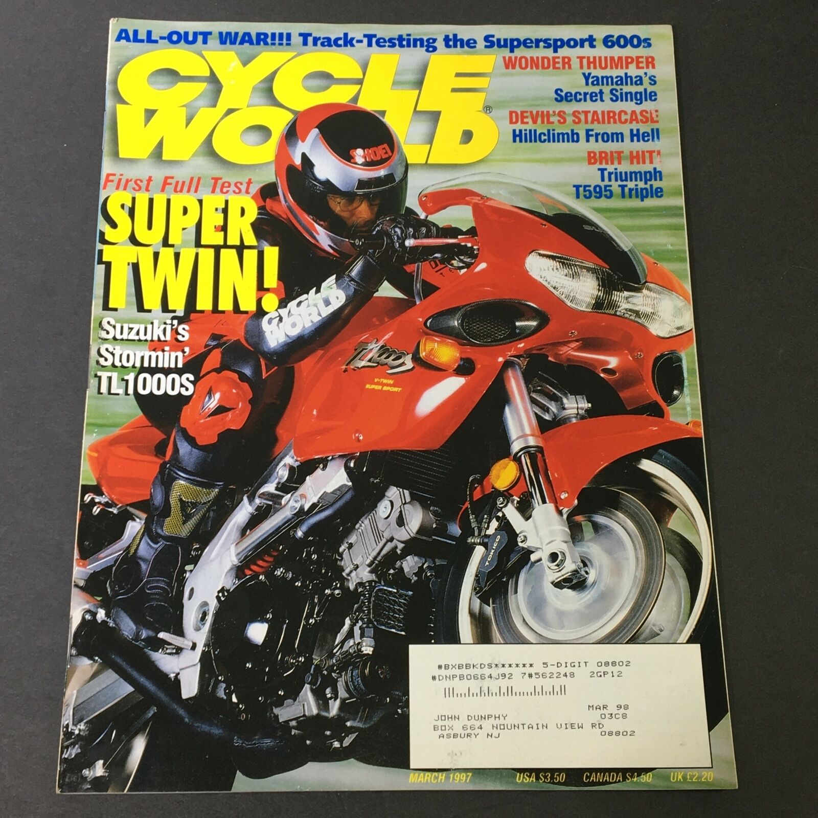 Cycle World Magazine March 1997 - Supersport 600s / Triumph T595 Triple